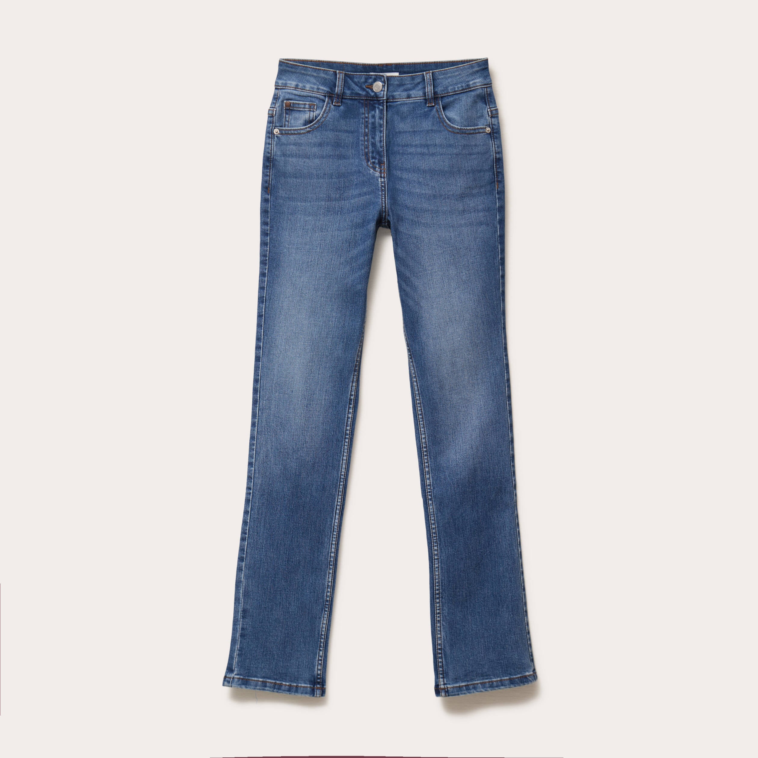 Jean droit regular taille standard denim stone femme