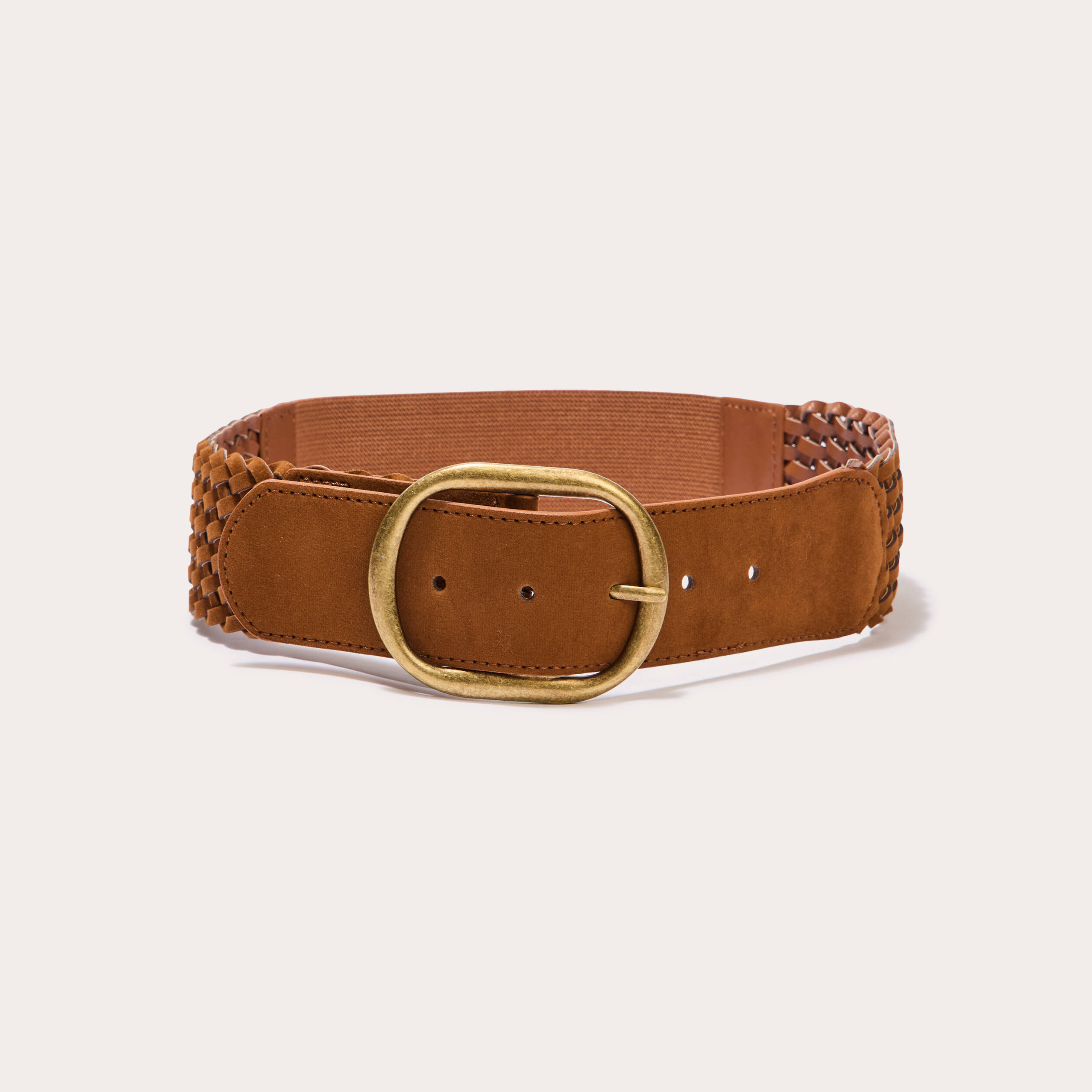 Ceinture élastiquée tressée camel femme Vibs