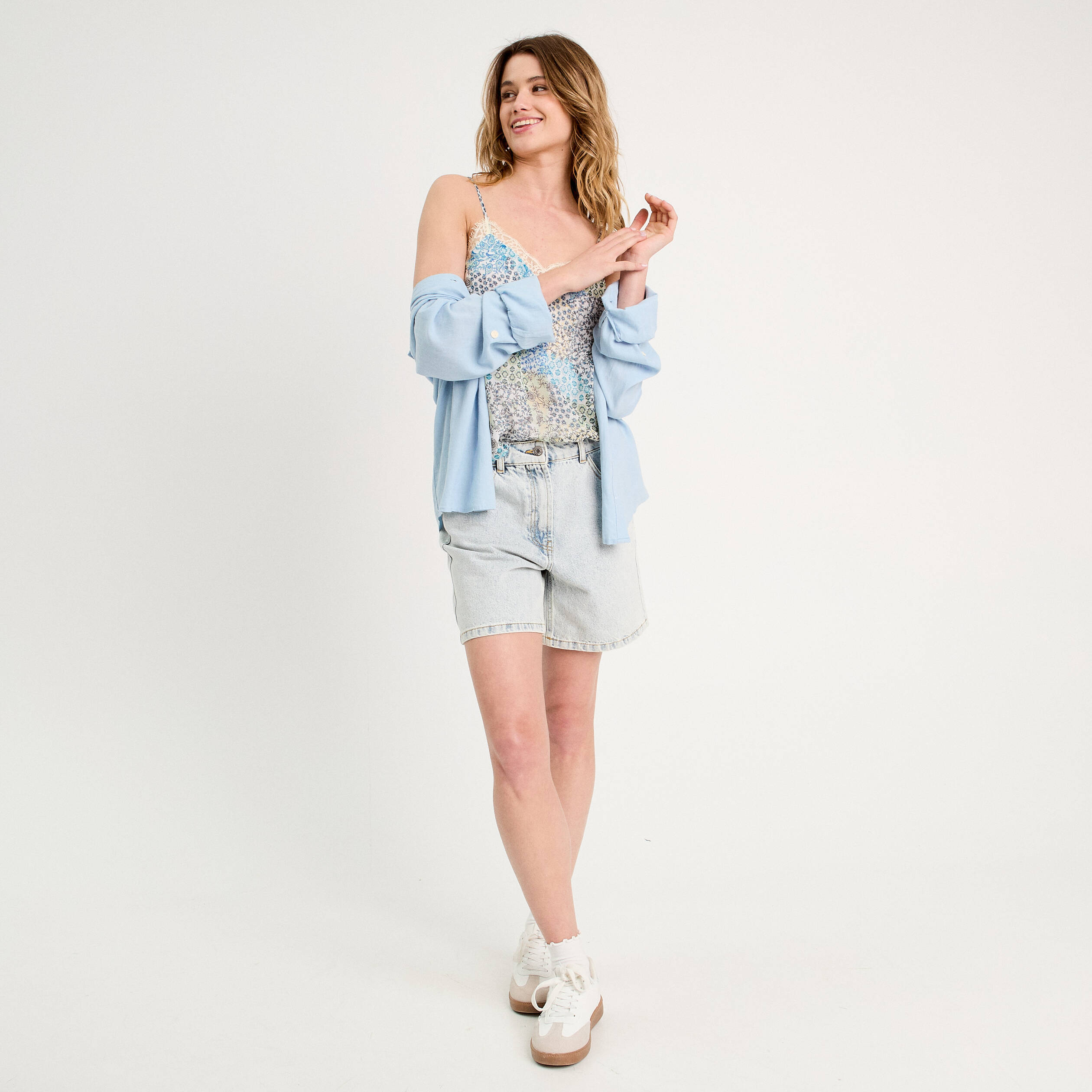 caraco bretelles fines bleu femme Caraco bretelles fines bleu femme