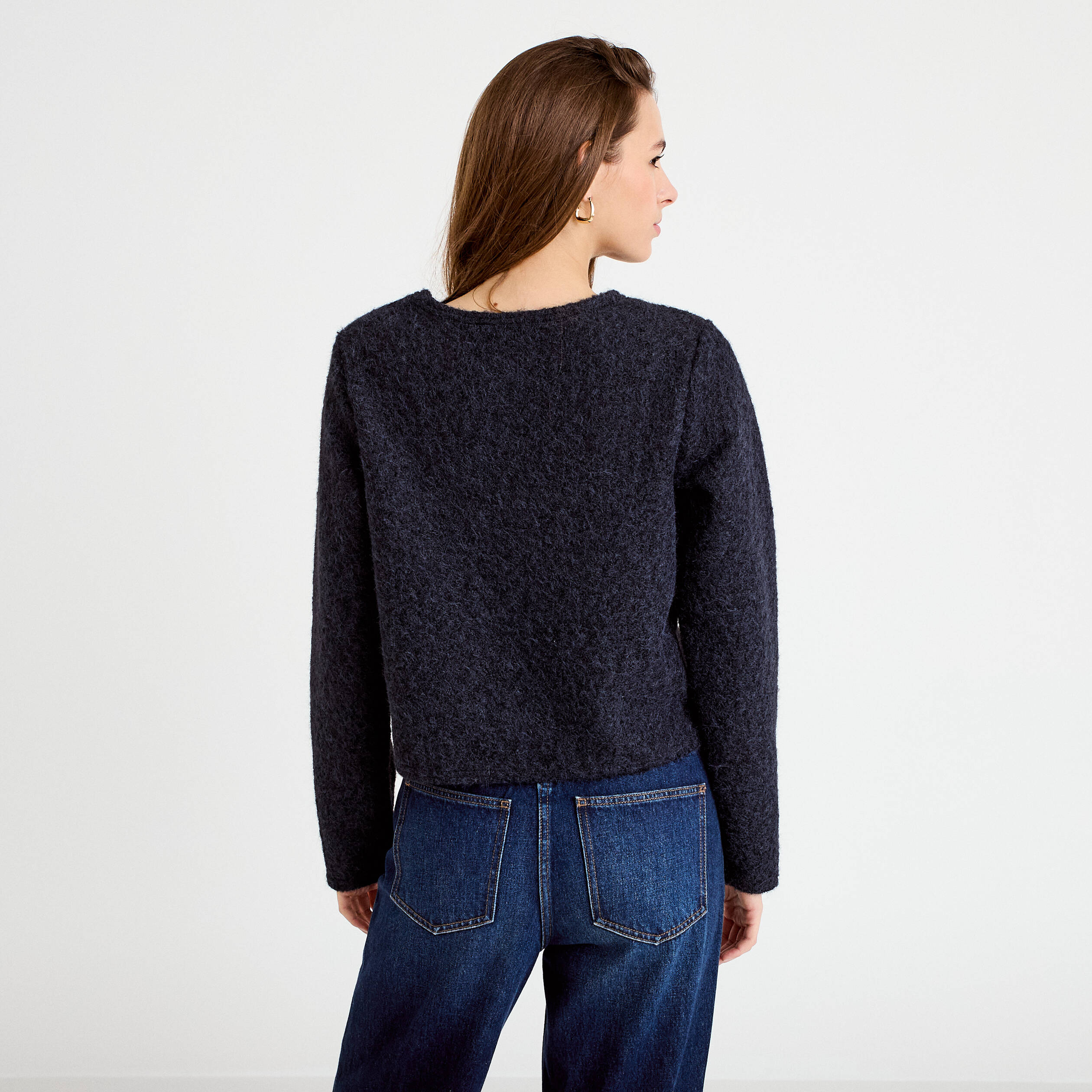 Veste effet polaire bleu marine femme