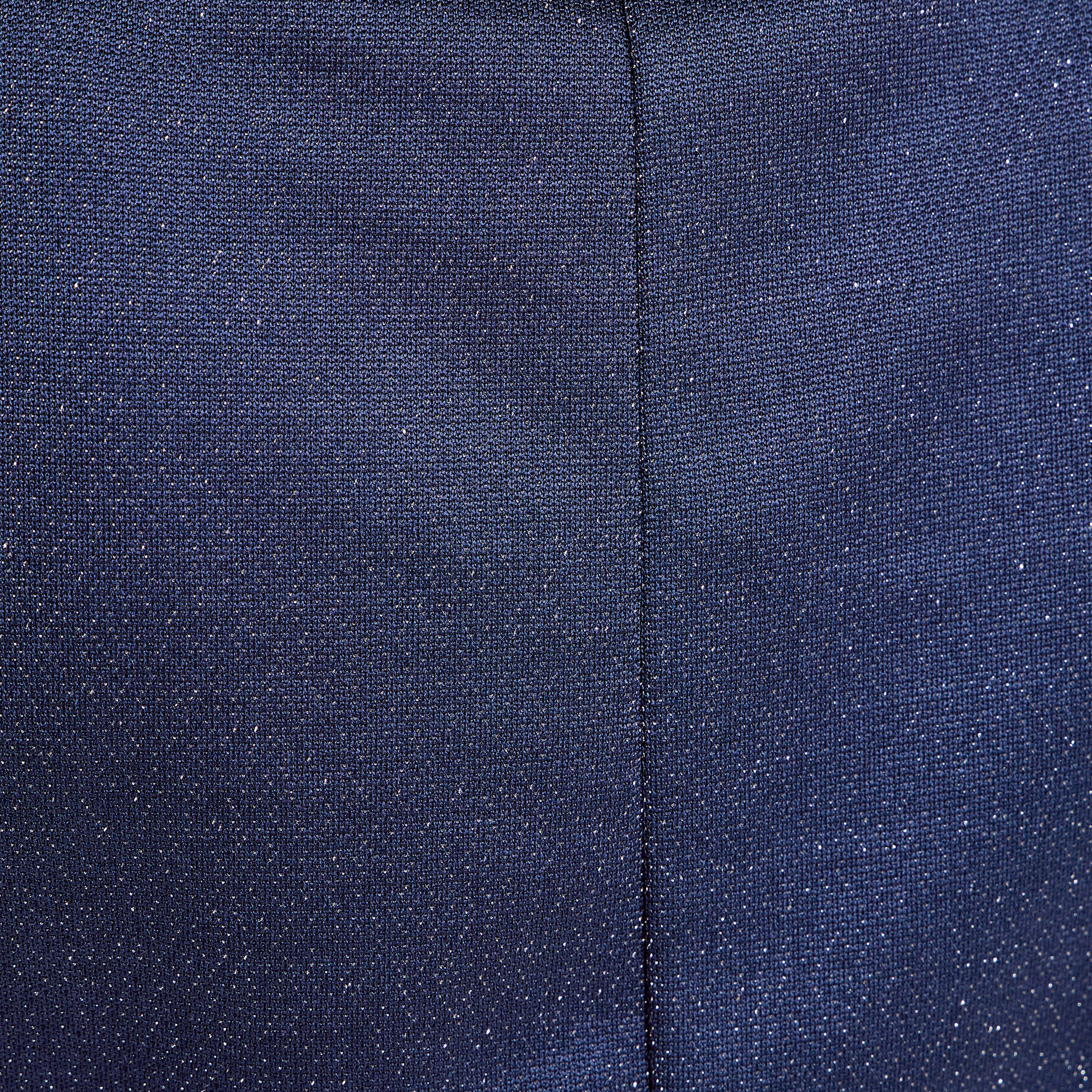 Robe longue fils m&eacute;tallis&eacute;s bleu fonc&eacute; femme
