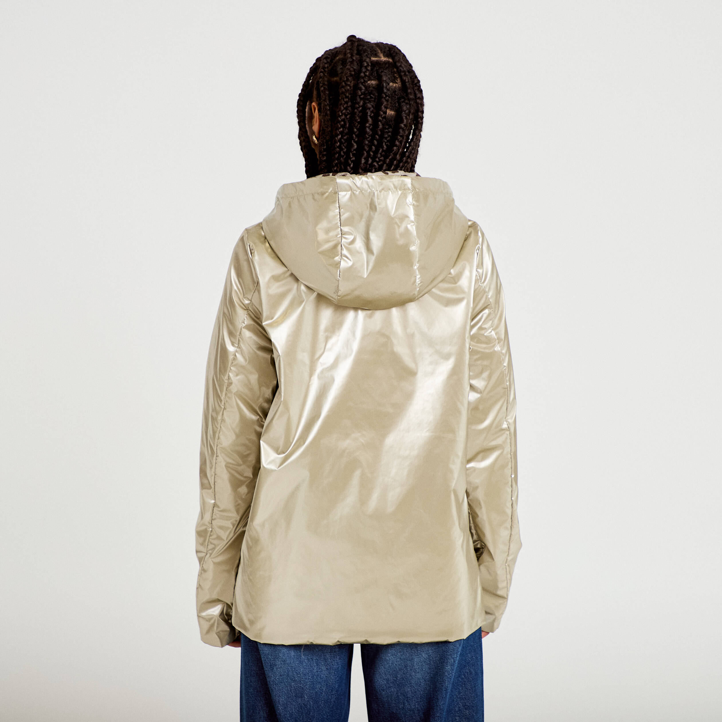 Parka r&eacute;versible &agrave; capuche couleur or femme
