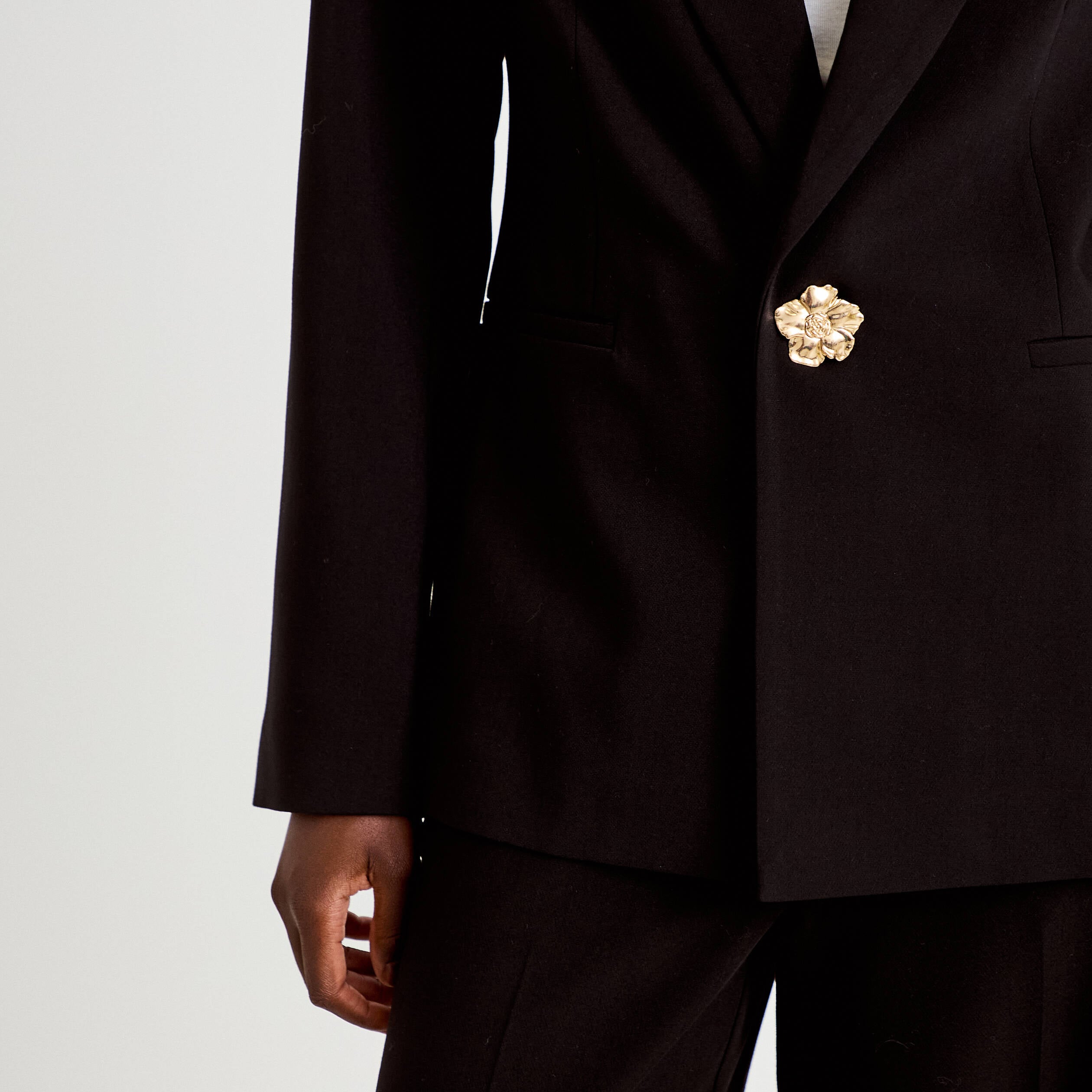 Blazer droit manches longues noir femme