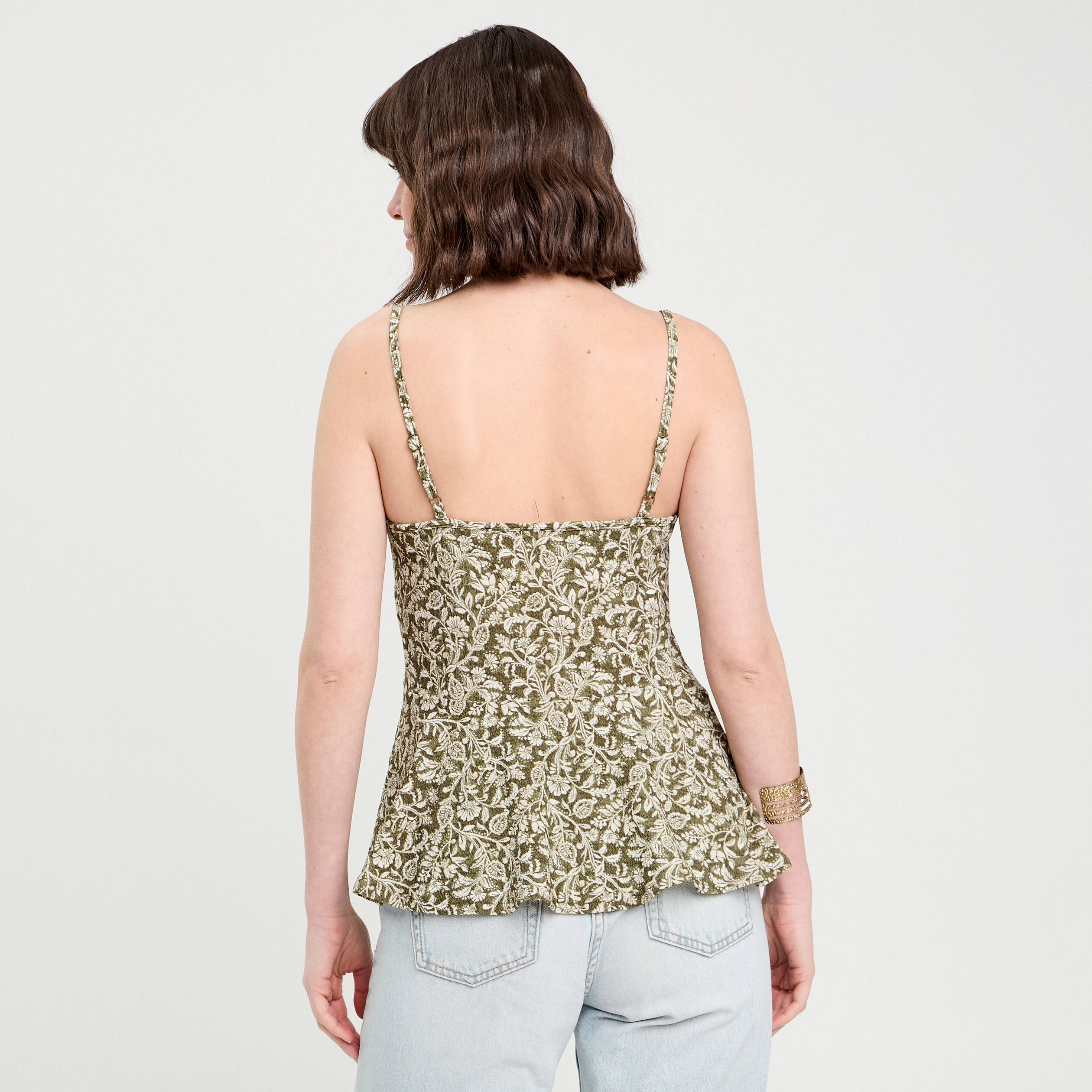 debardeur avec noeuds vert kaki femme Débardeur avec noeuds vert kaki femme