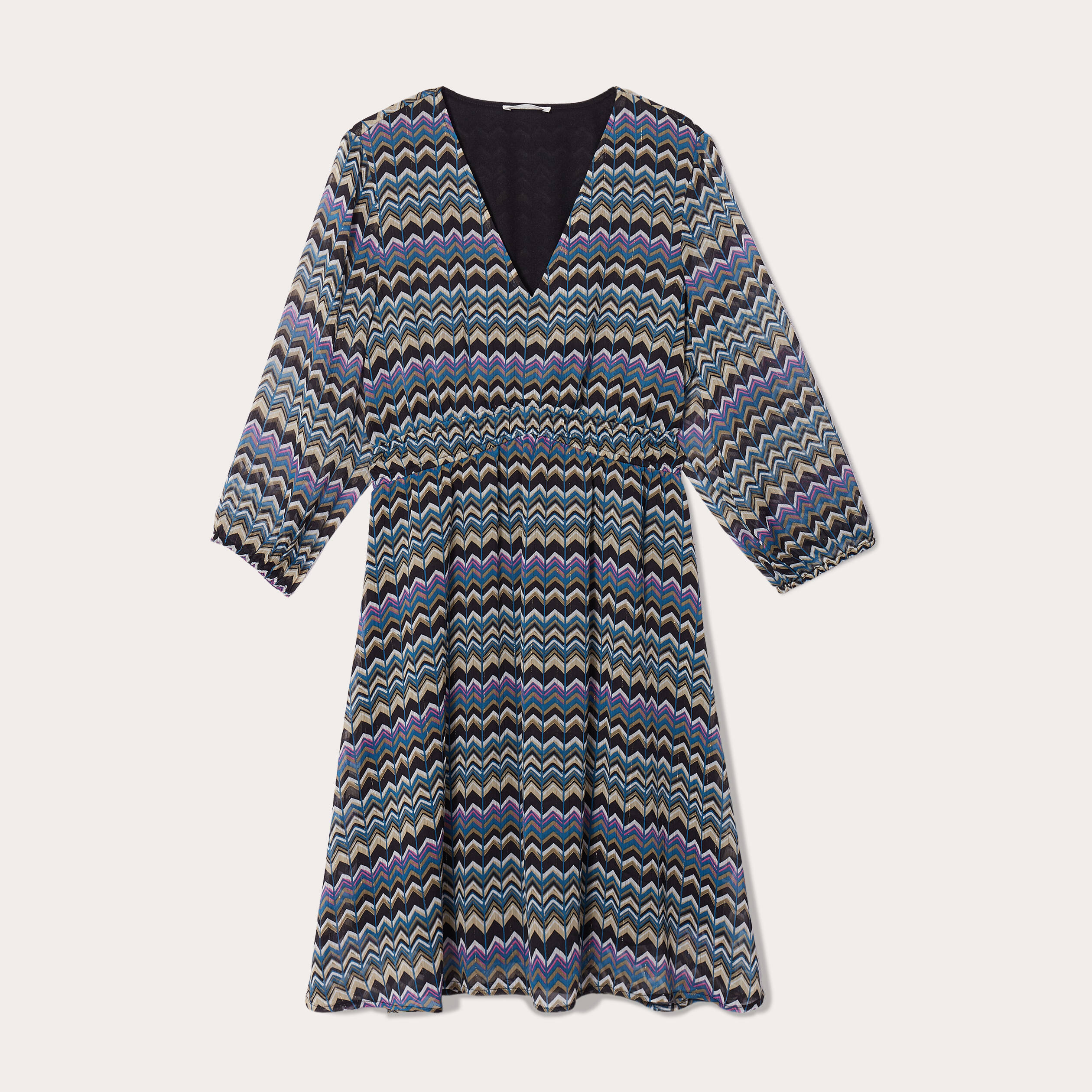 Robe &eacute;vas&eacute;e manches 3/4 noir femme