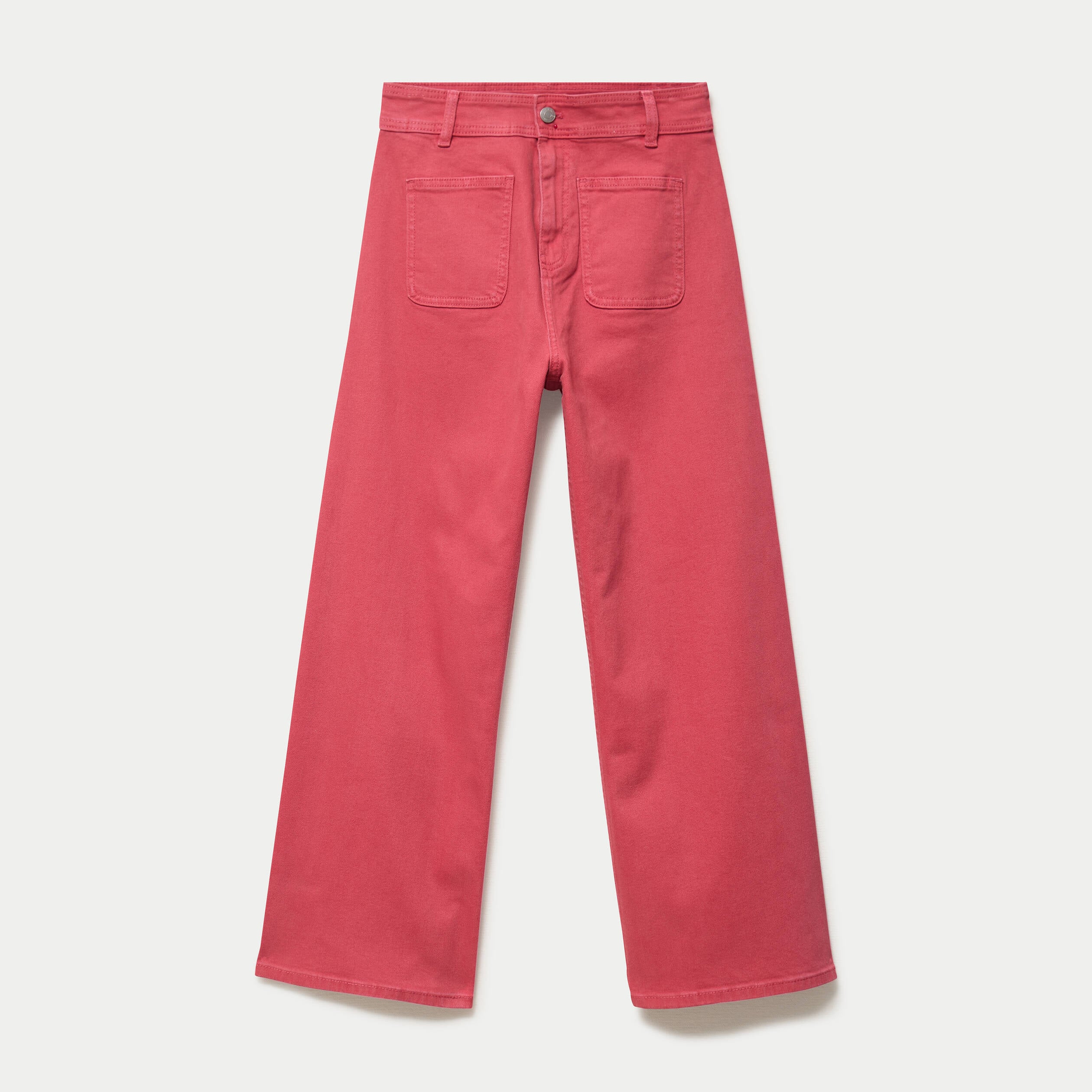 Jean bootcut cropped taille haute rose framboise femme