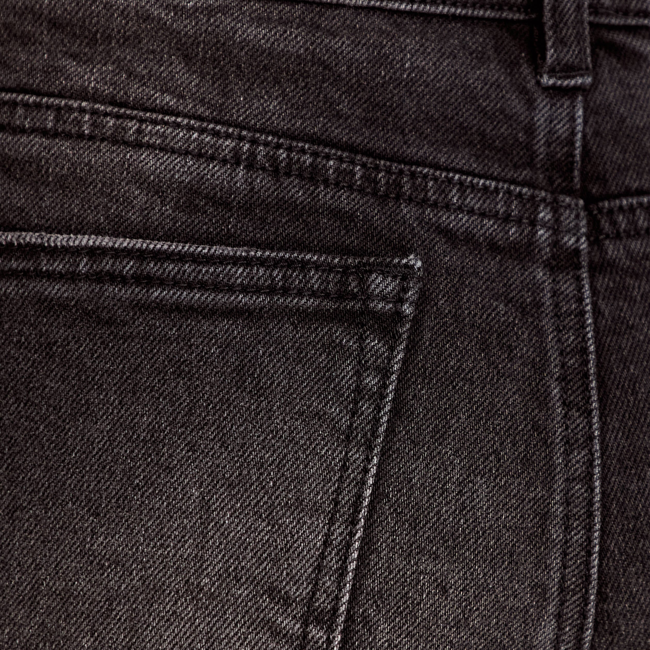 Short en jean avec broderie denim noir femme