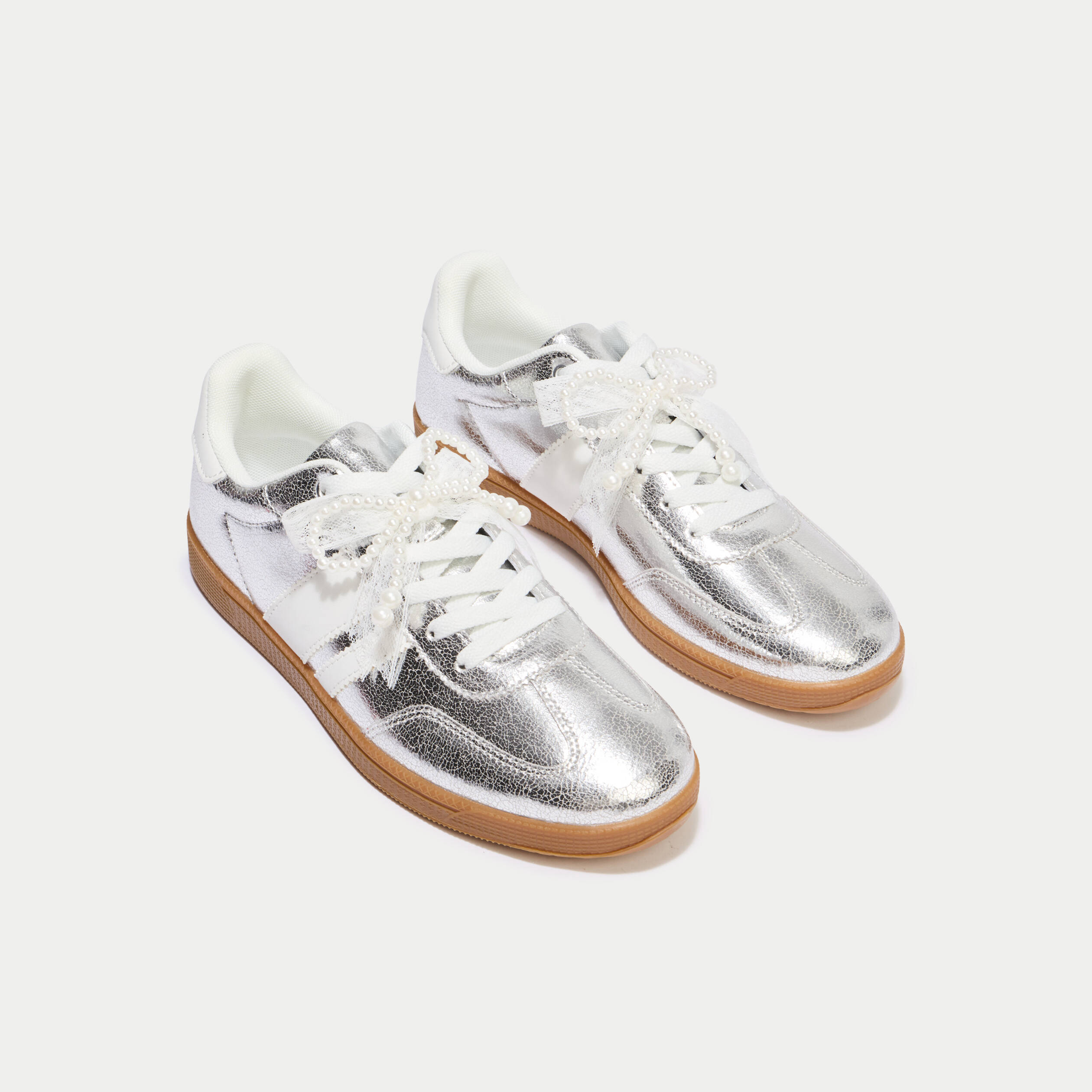 Basket gris argent femme