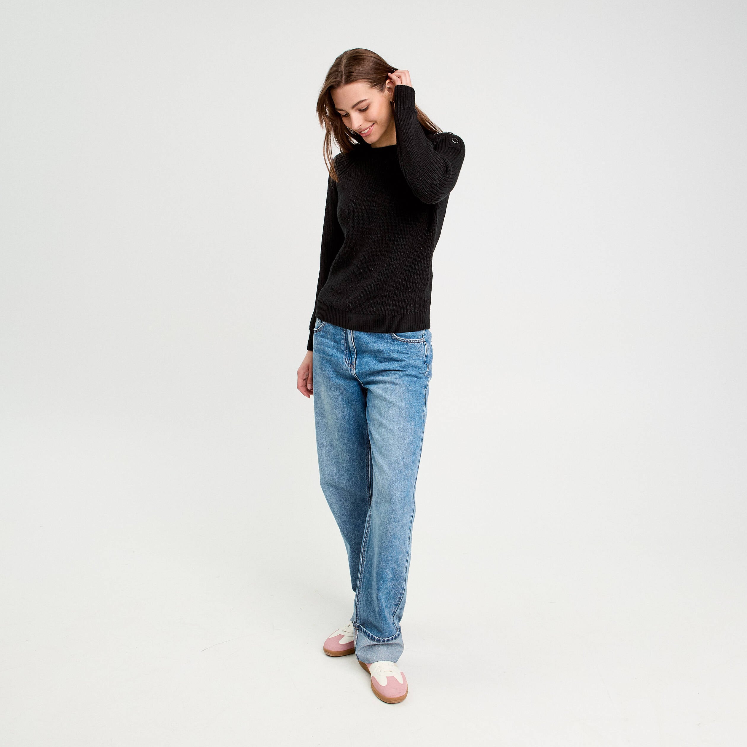 Pull manches longues noir femme