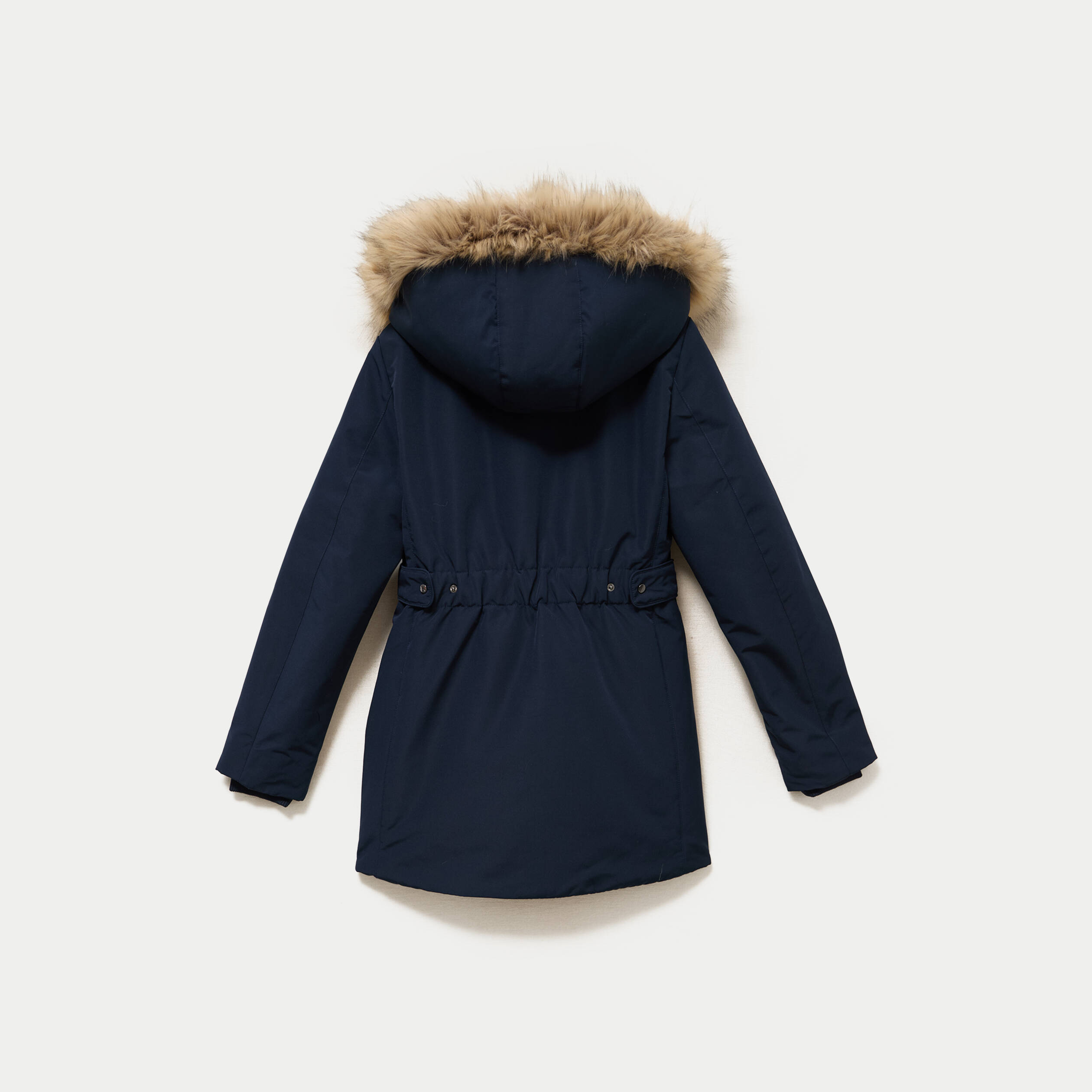 Parka &agrave; capuche fausse fourrure bleu marine femme