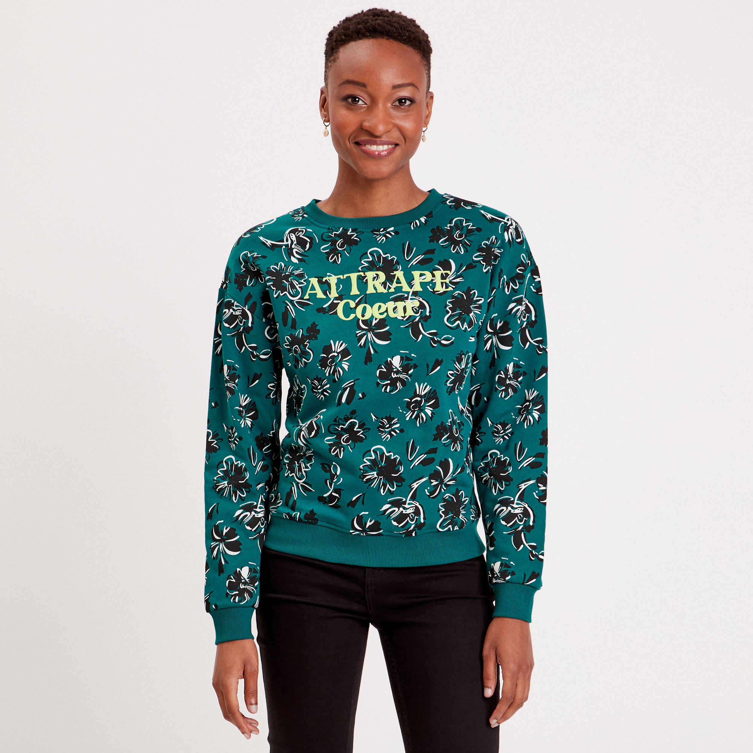 sweat manches longues vert fonce femme Sweat manches longues vert foncé femme