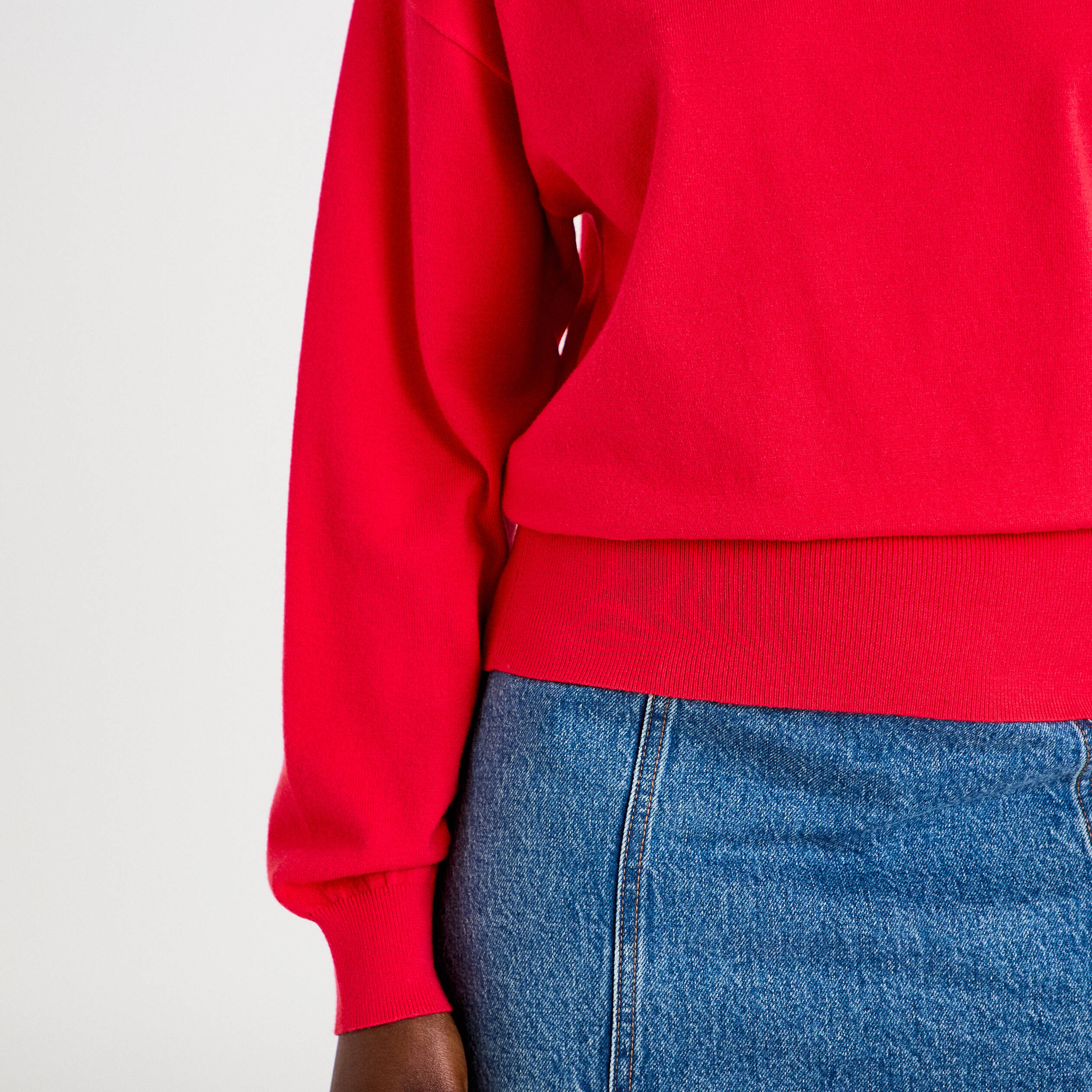 Pull ample manches longues fin rouge femme