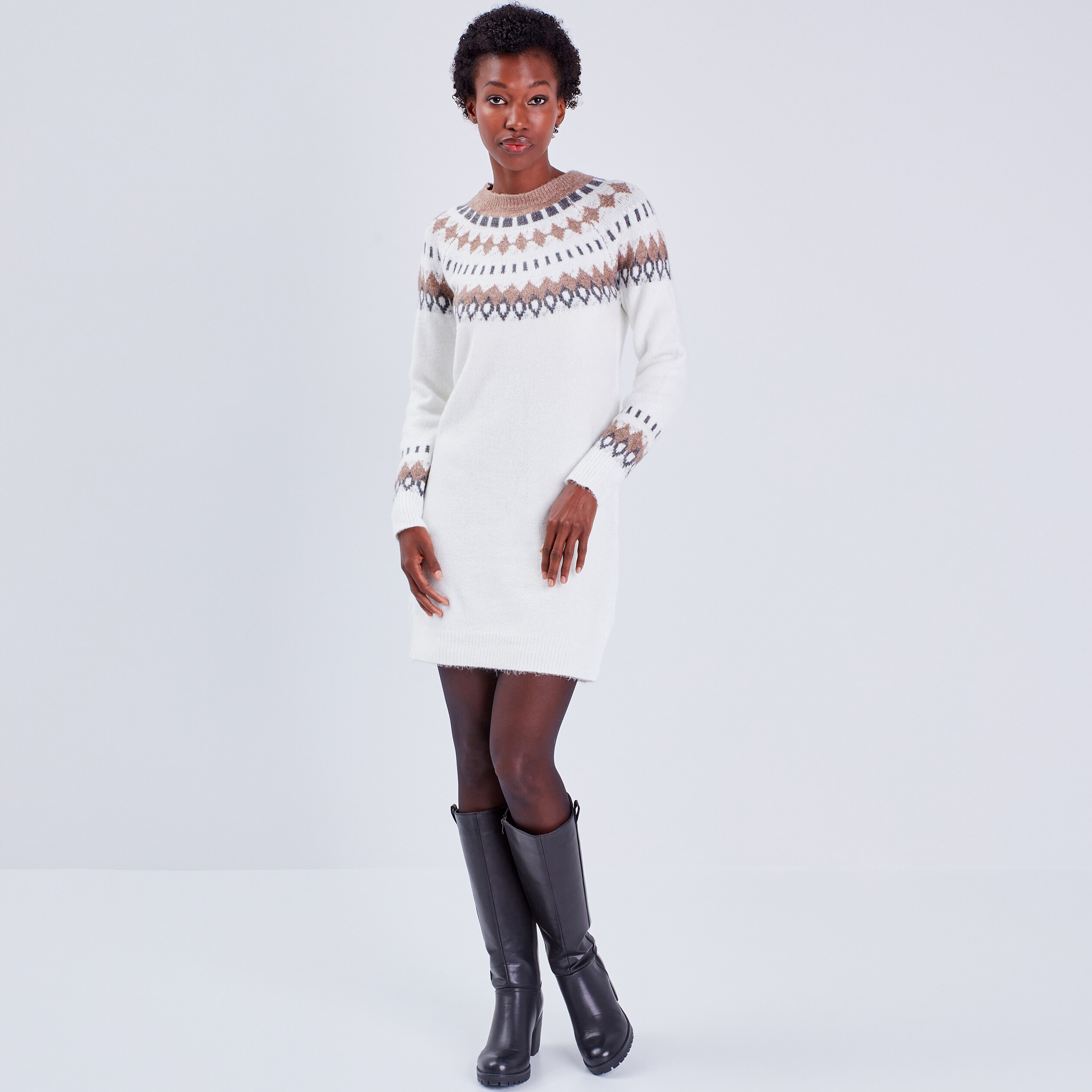 robe pull droite ecru femme Robe pull droite ecru femme