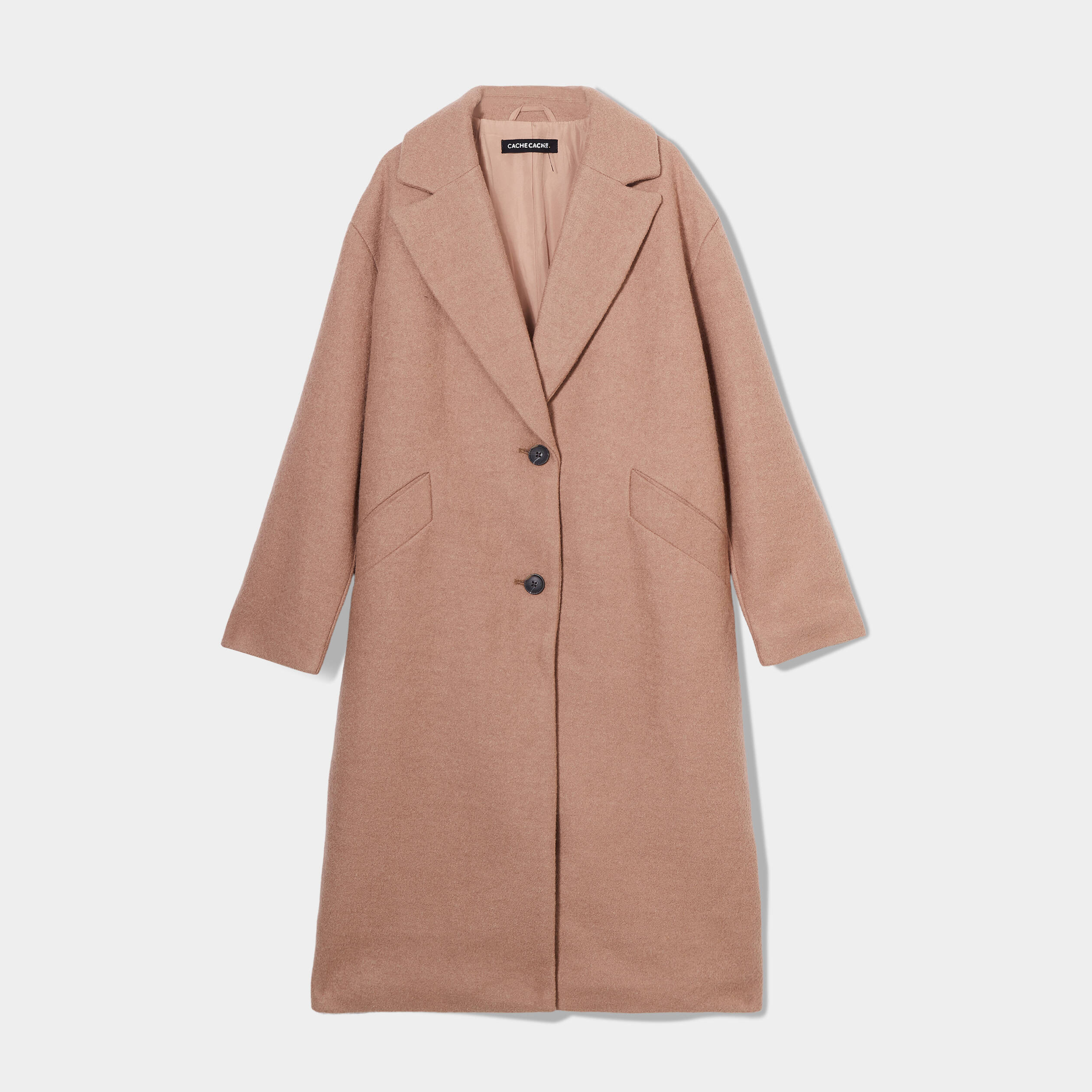 Manteau long oversize camel femme