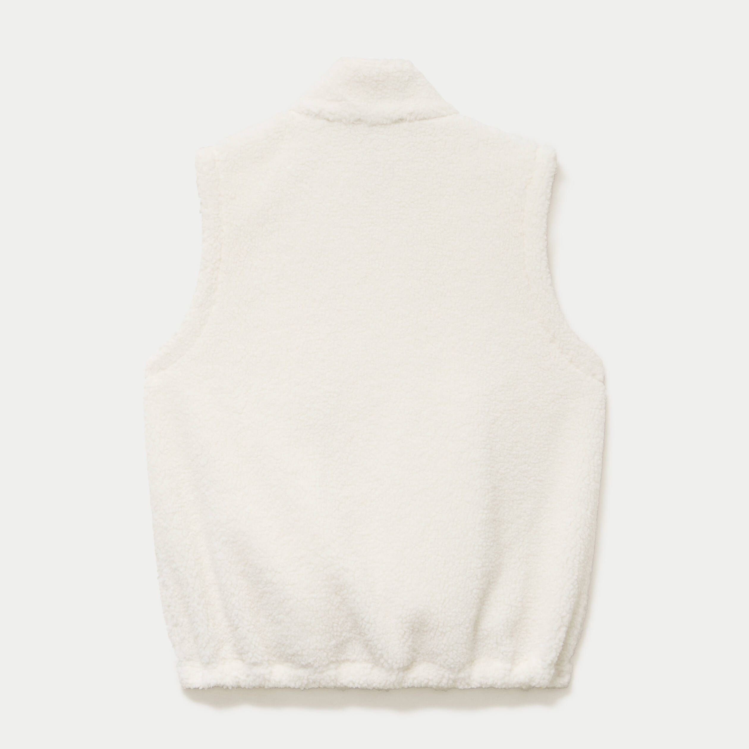 Veste sans manches col montant bouclette ecru femme