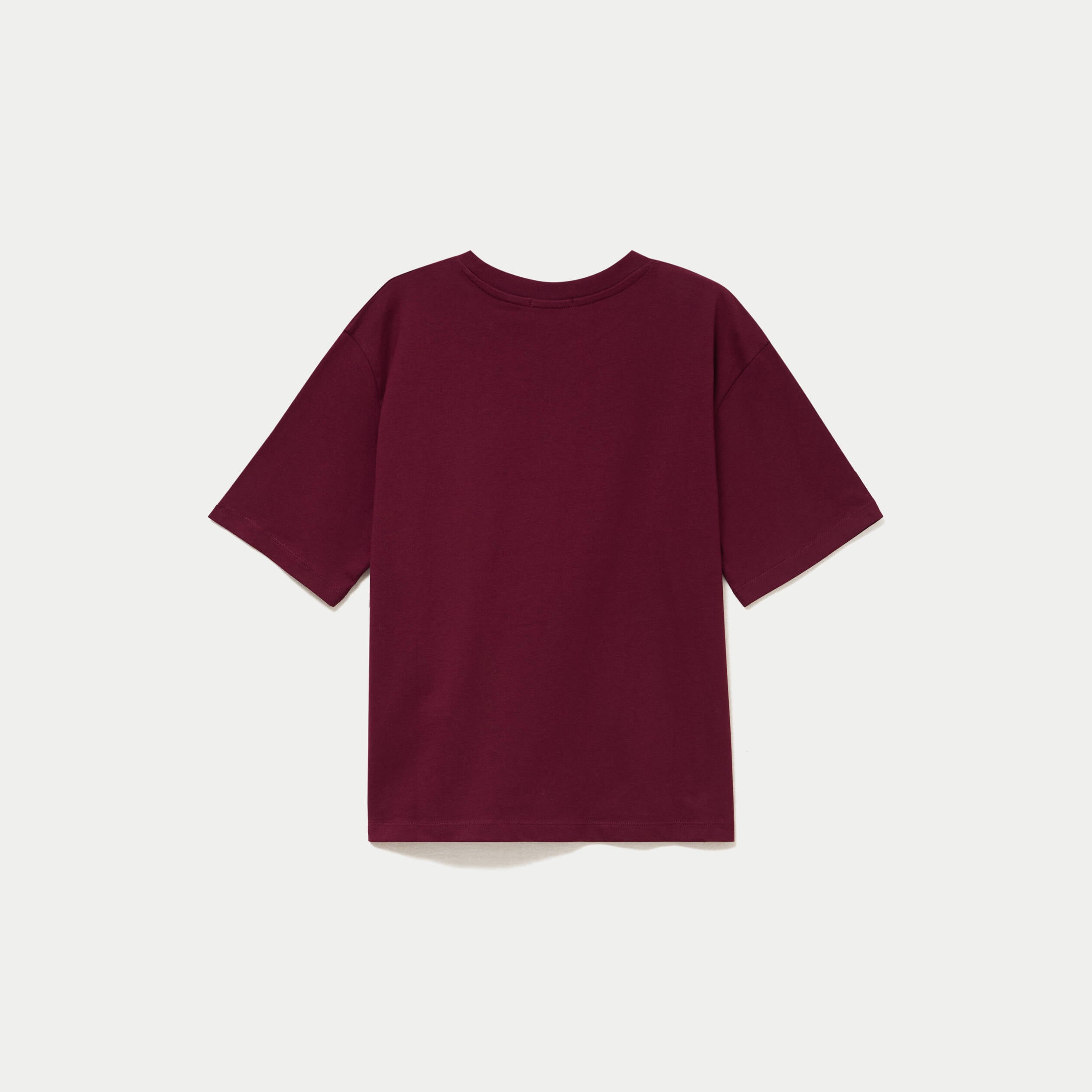 T-shirt col rond manches courtes bordeaux femme