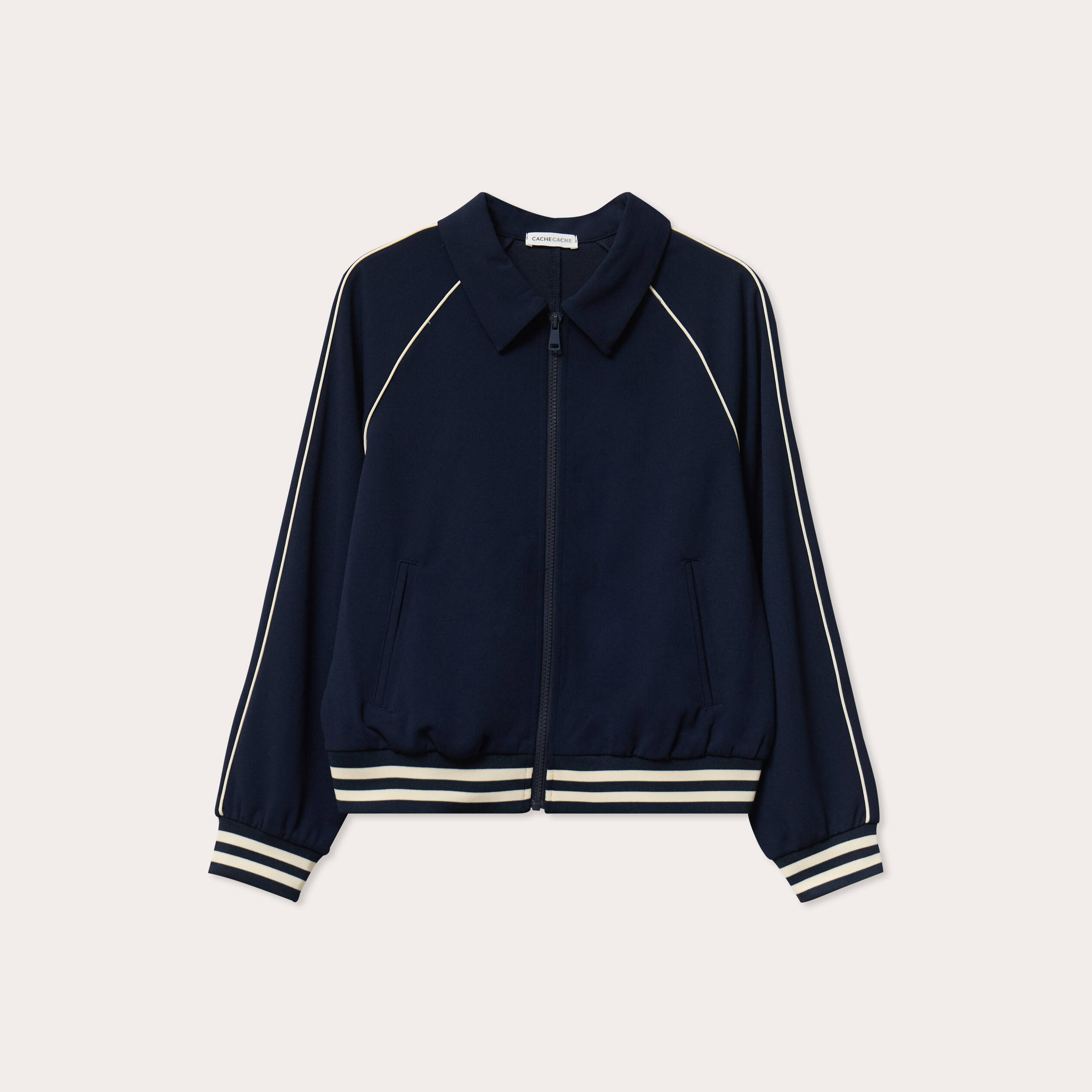 sweat zippe manches longues bleu marine femme Sweat zippé manches longues bleu marine femme