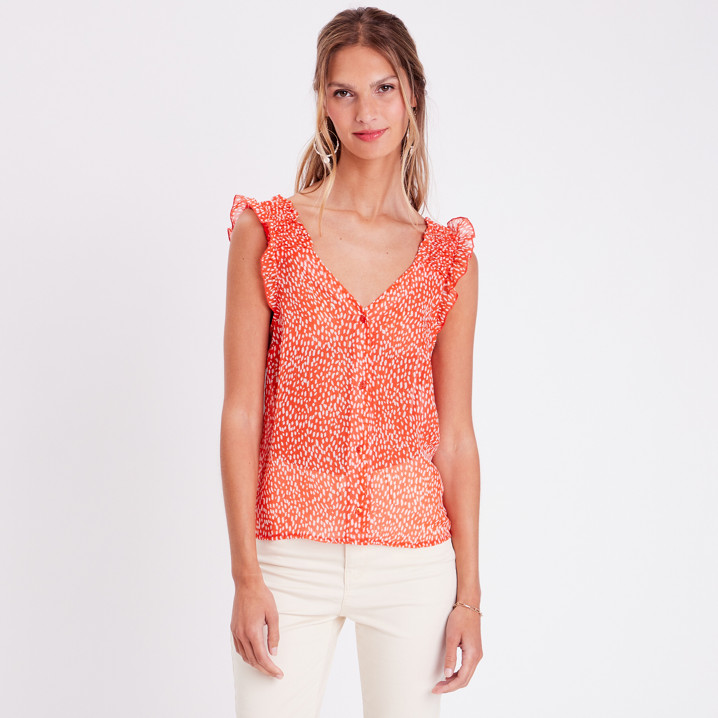 Blouse sans manches rouge femme