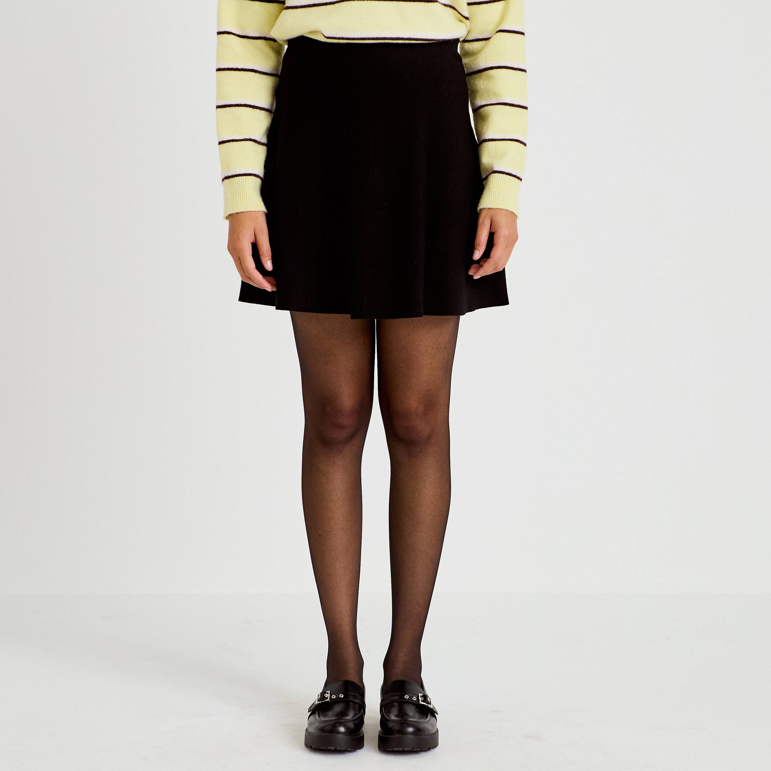 Jupe &eacute;vas&eacute;e en maille noir femme