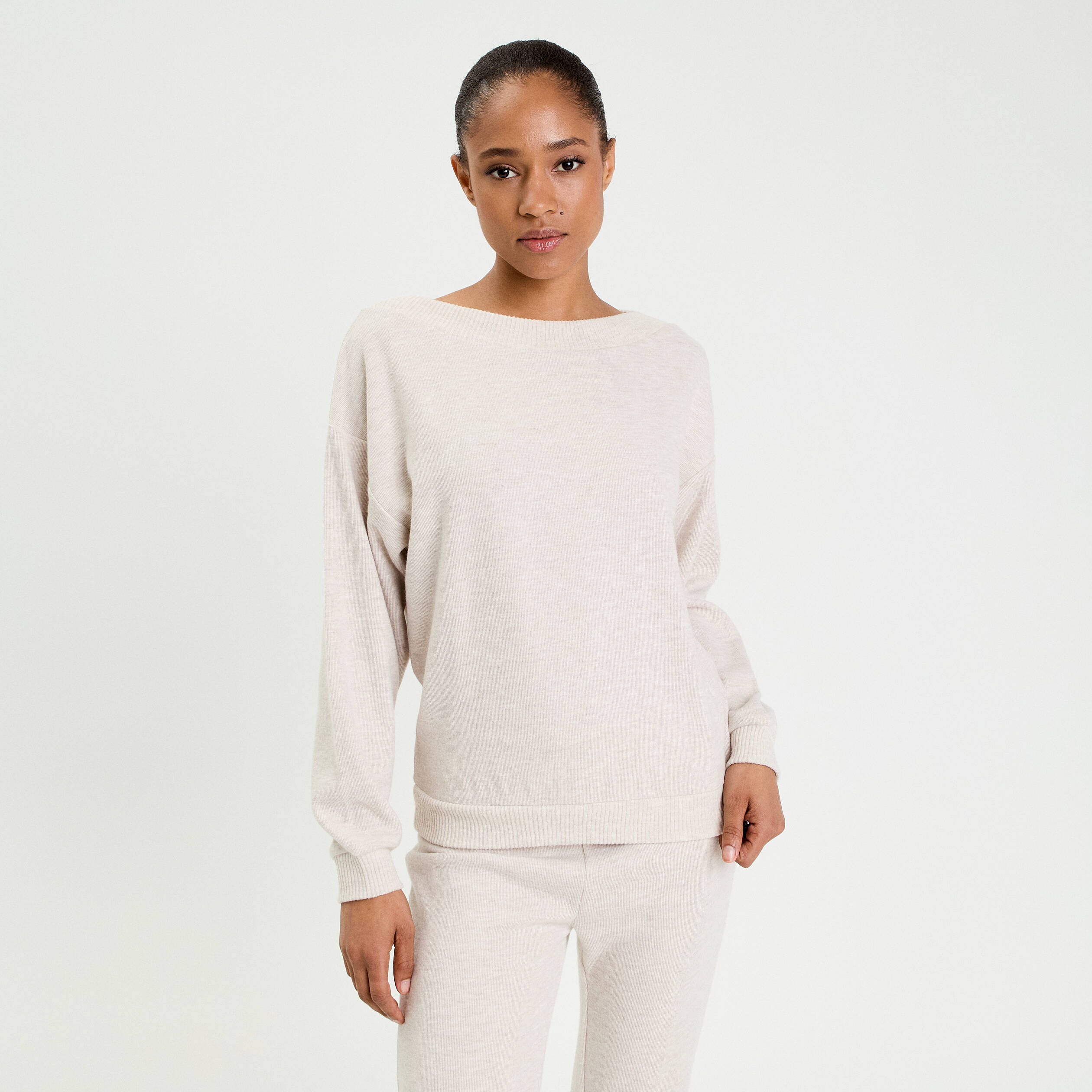 Sweat Femme Sans Capuche Coton Léger | Col Rond Manches Longues | Haut Décontracté Mi-saison