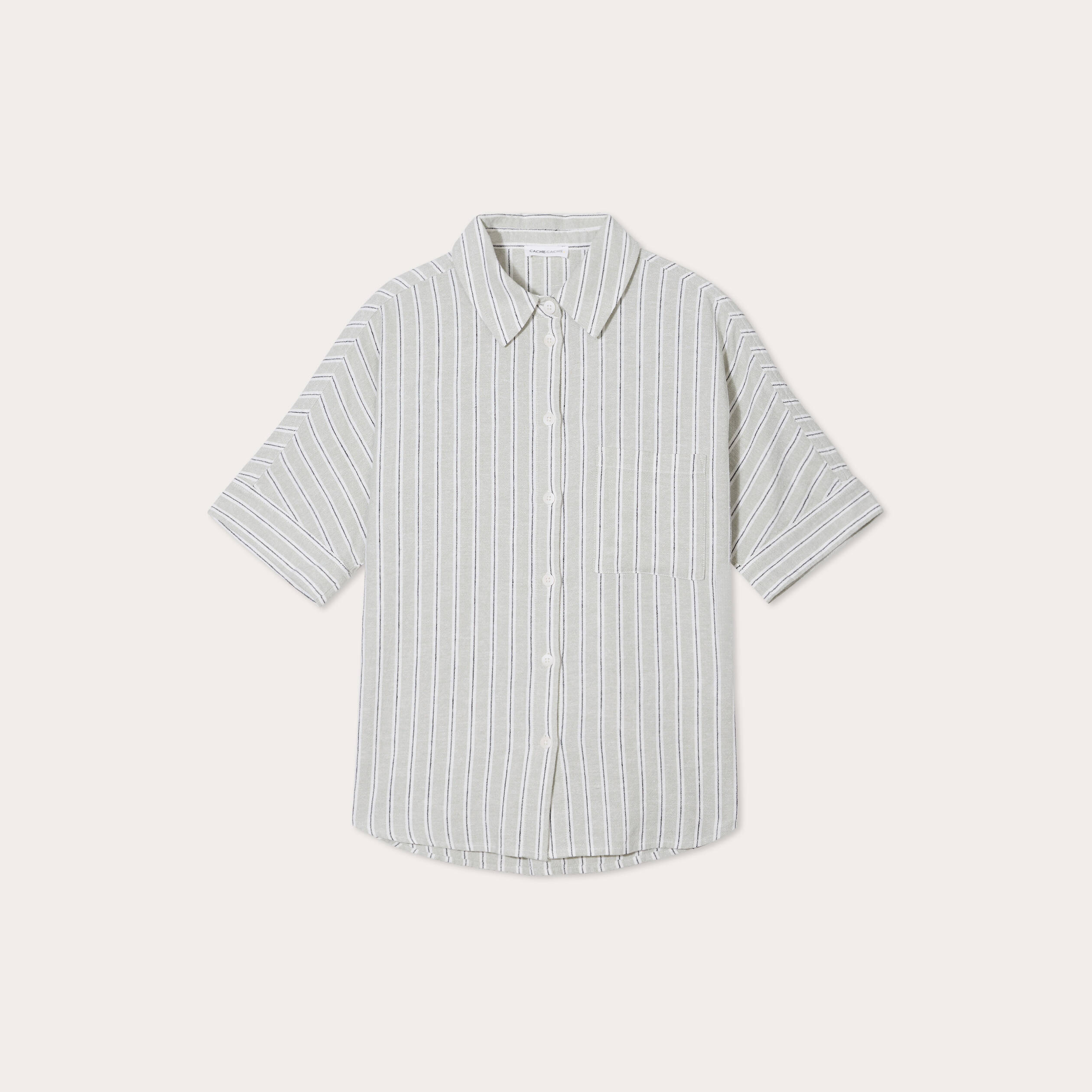 Chemise manches courtes contenant du lin vert femme