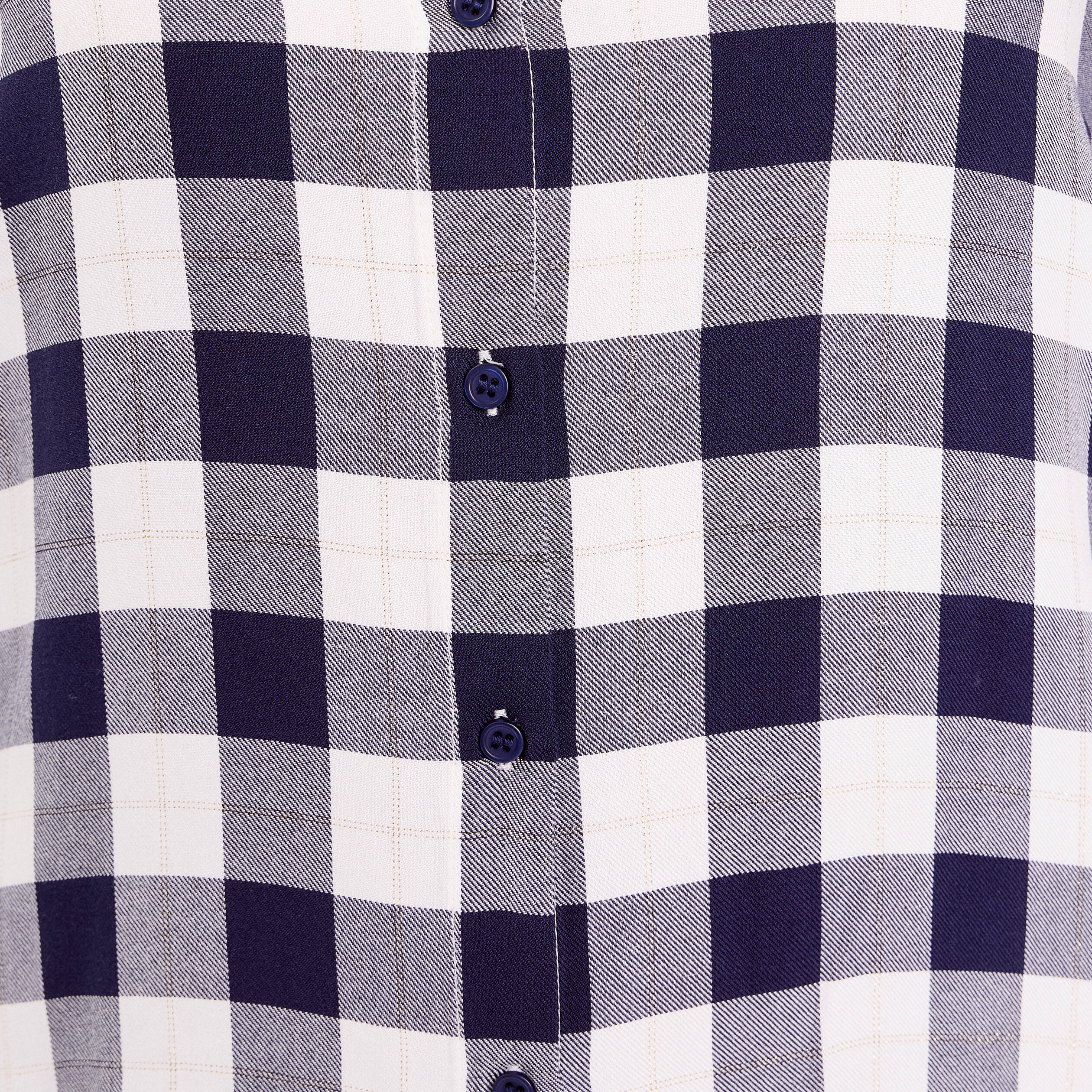 Chemise &agrave; carreaux fils m&eacute;tallis&eacute;s bleu femme