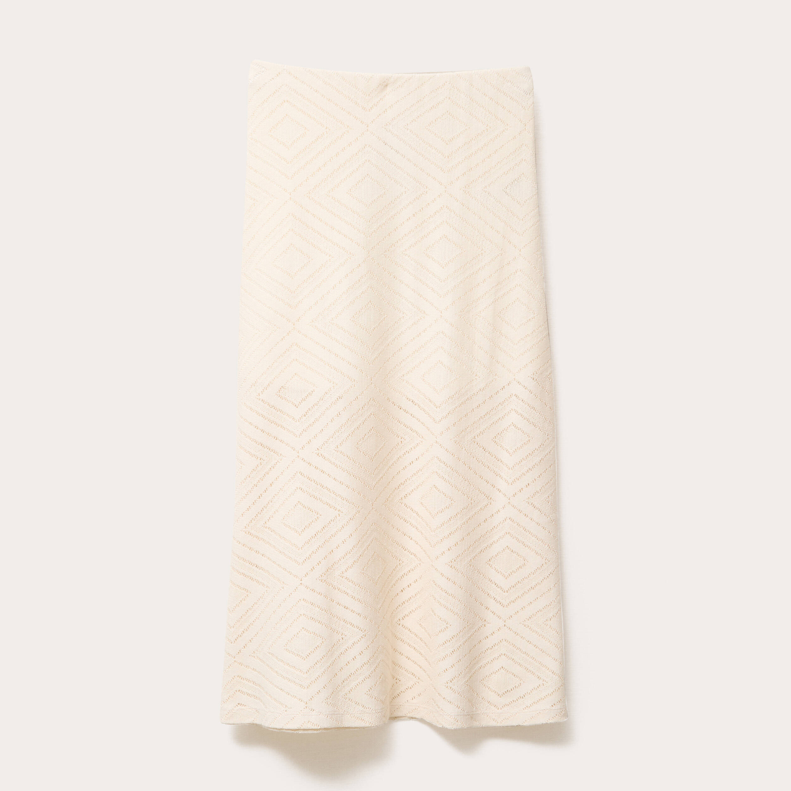 jupe longue evasee ajouree ecru femme Jupe longue évasée ajourée ecru femme