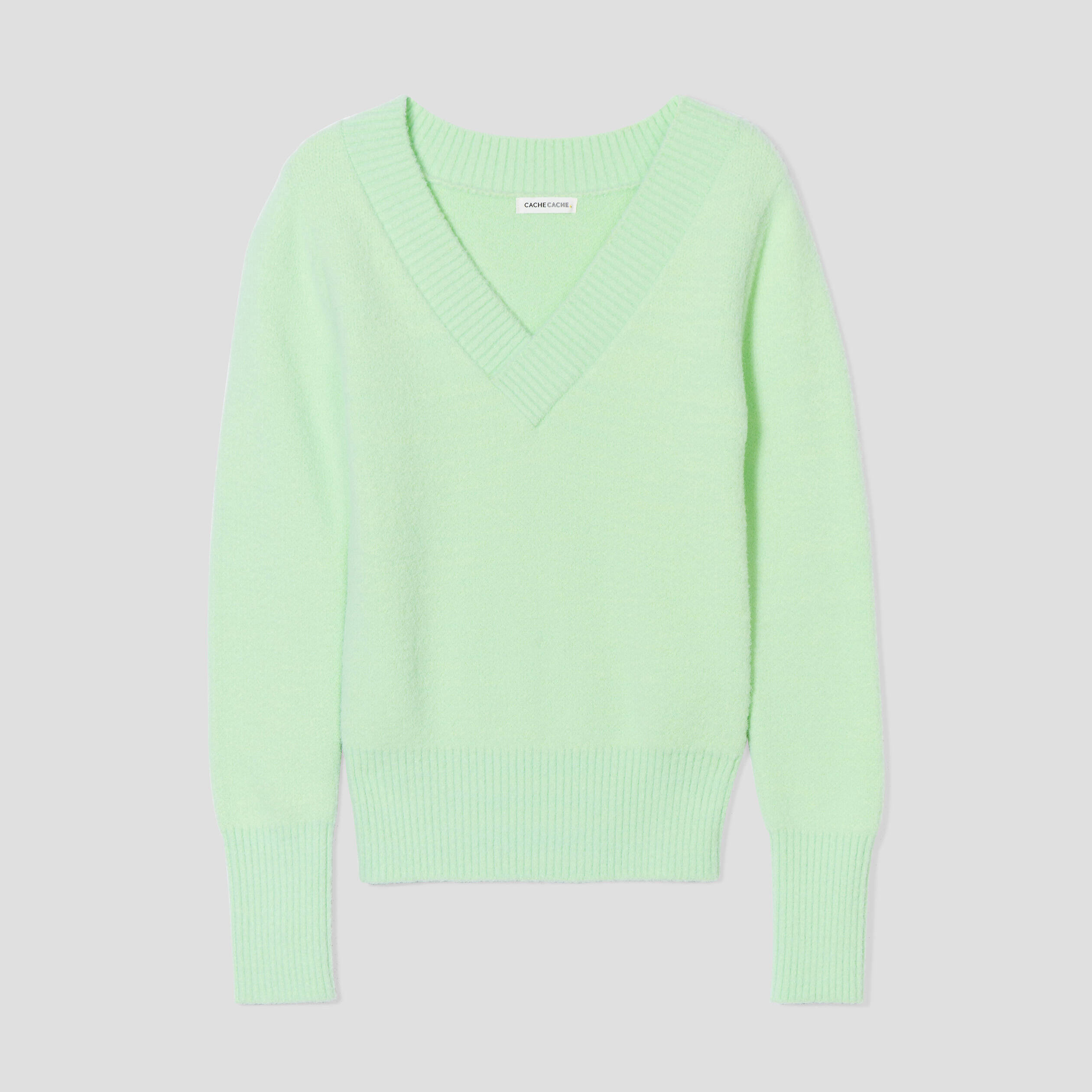 Pull col V Femme - Vert clair