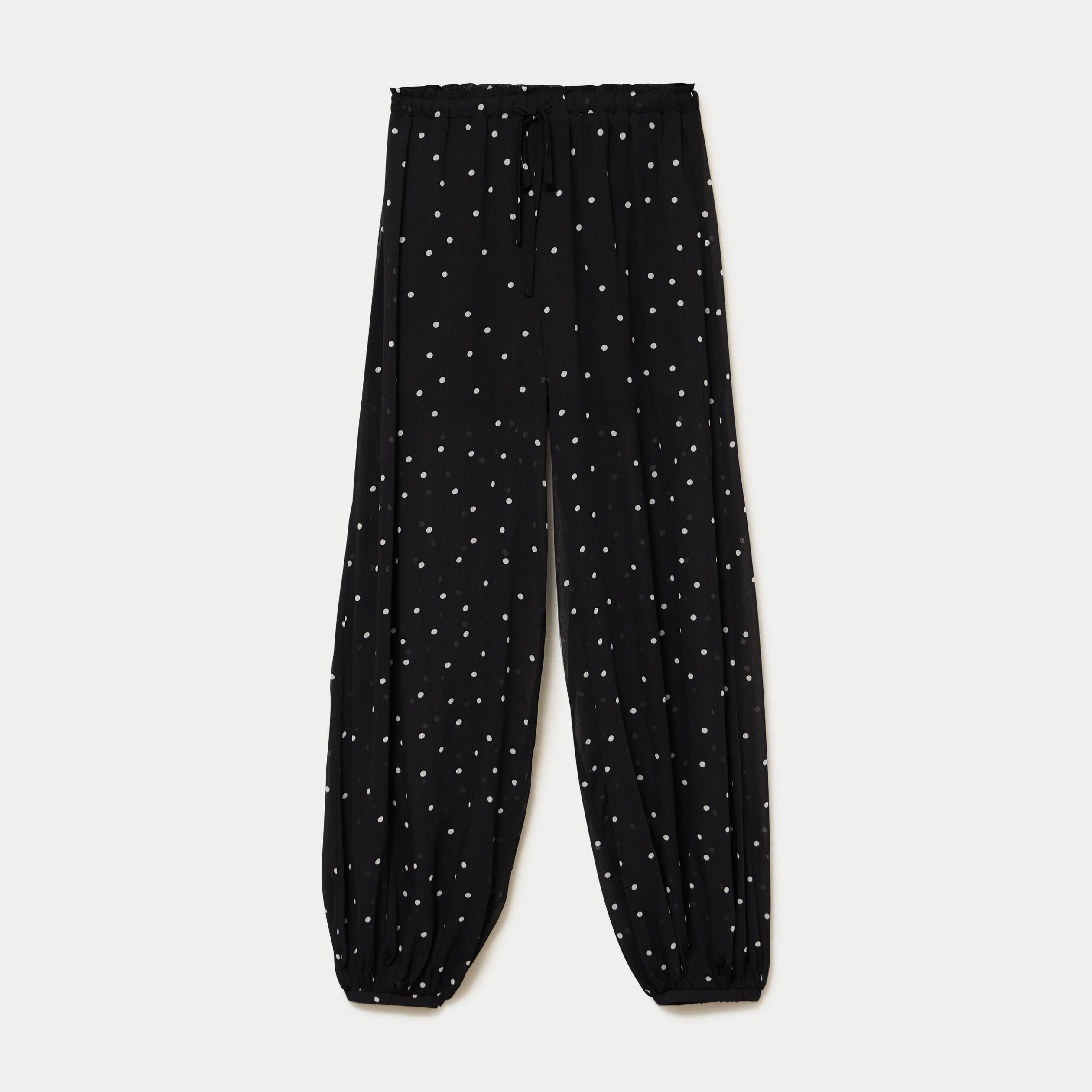 Pantalon large en voile taille standard noir femme