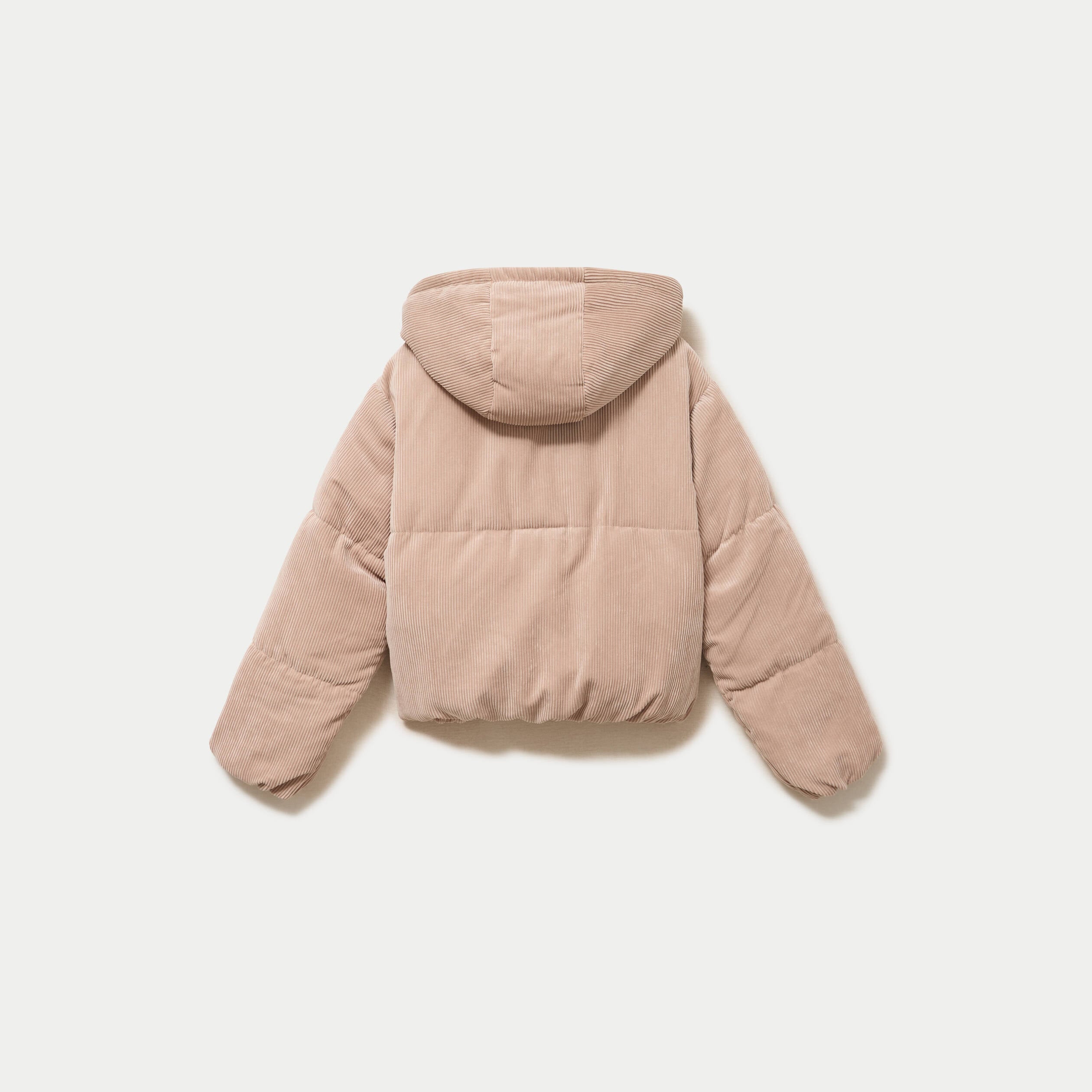 Doudoune r&eacute;versible courte velours beige femme