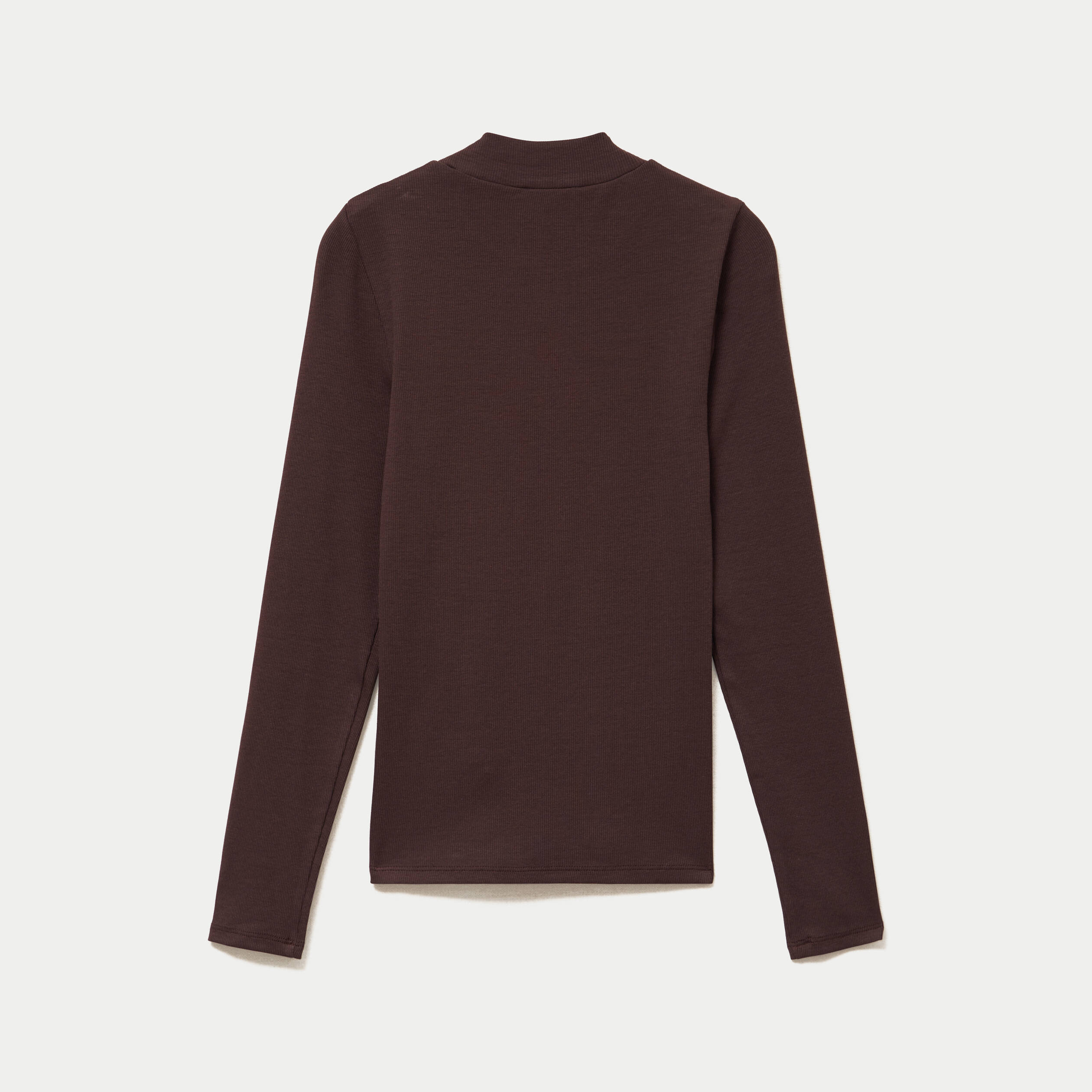 T-shirt ajust&eacute; manches longues marron fonc&eacute; femme