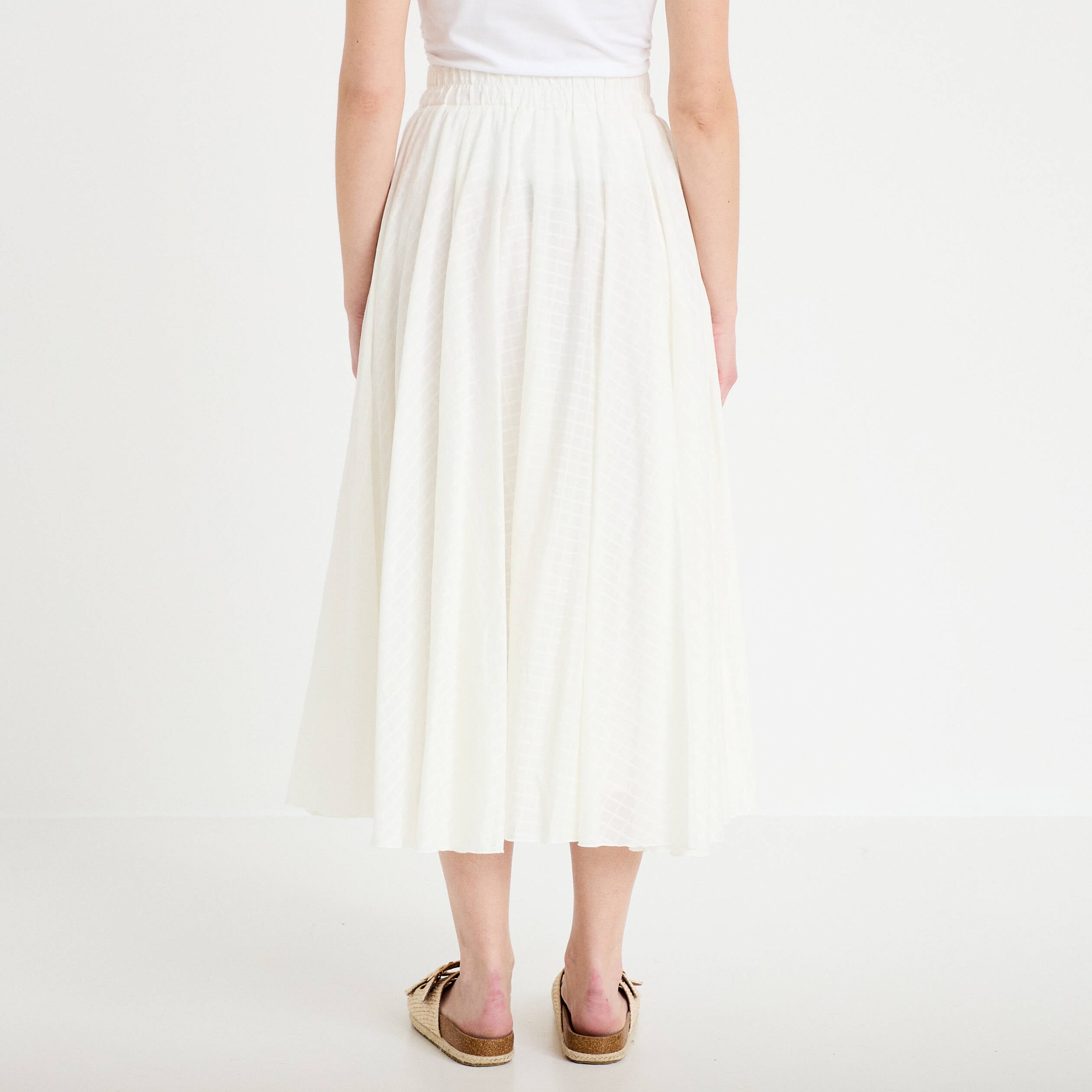 Jupe longue &eacute;vas&eacute;e ecru femme