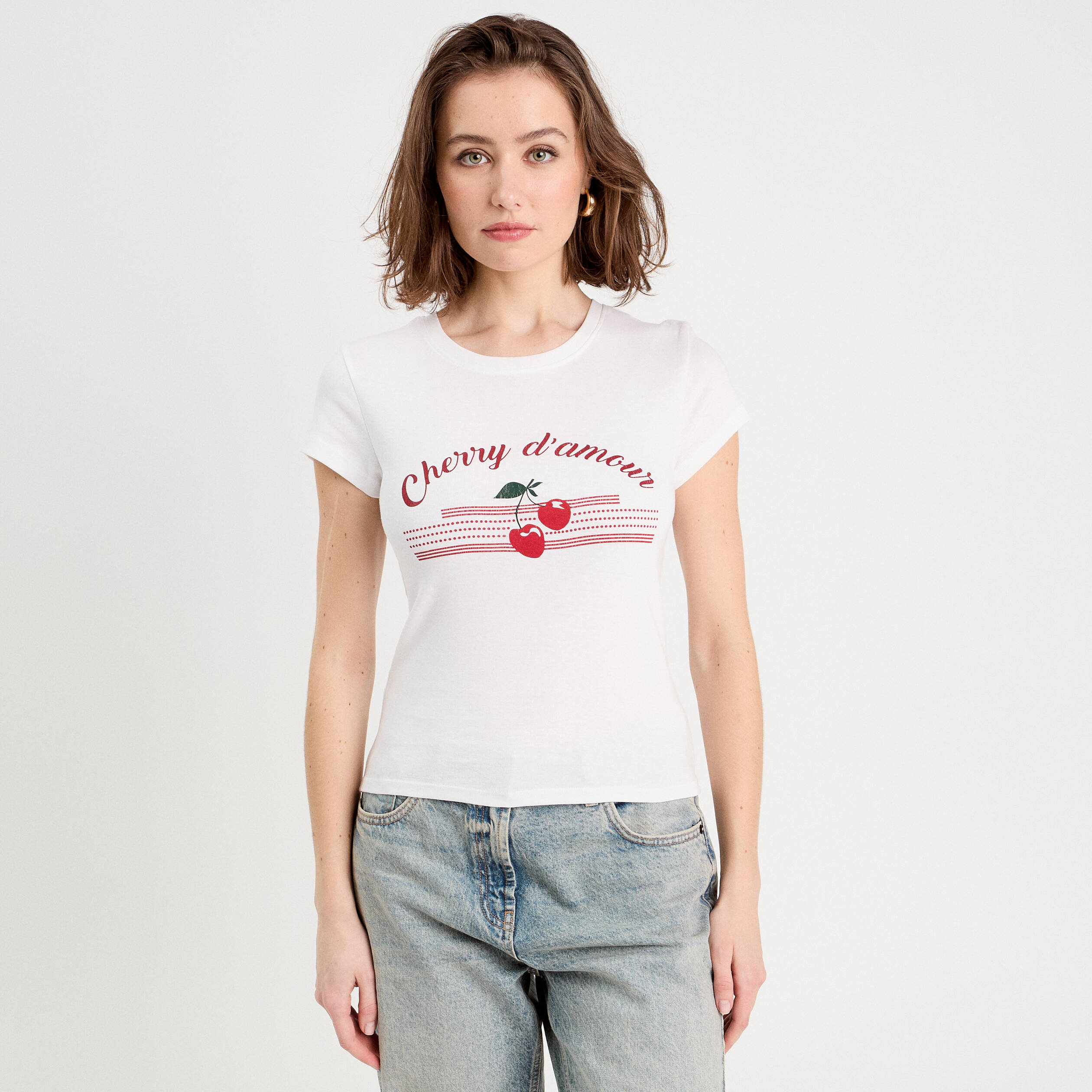 T-shirt bicolore manches courtes Kariban Blanc Epaules Rouges M | Leroy