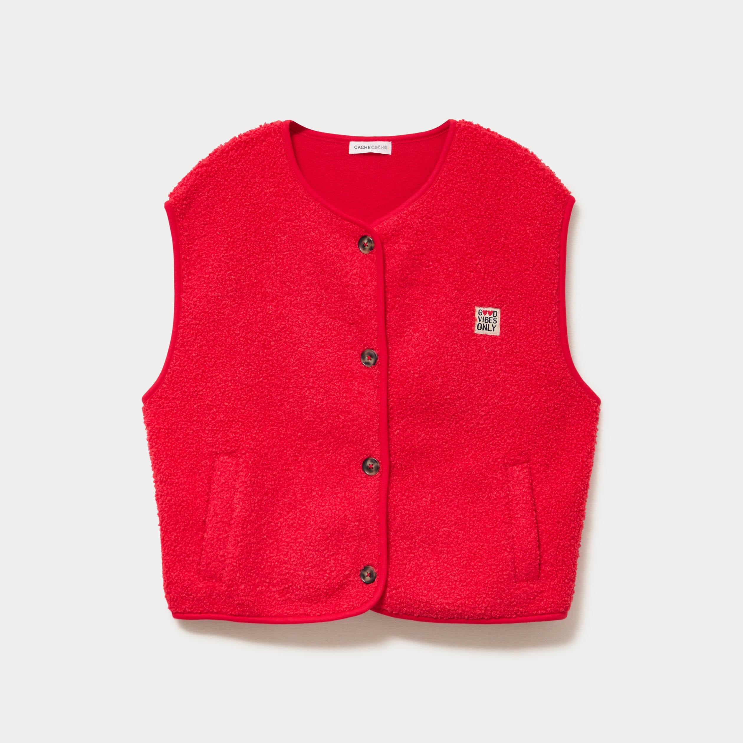 Gilet sans manches effet polaire rouge femme