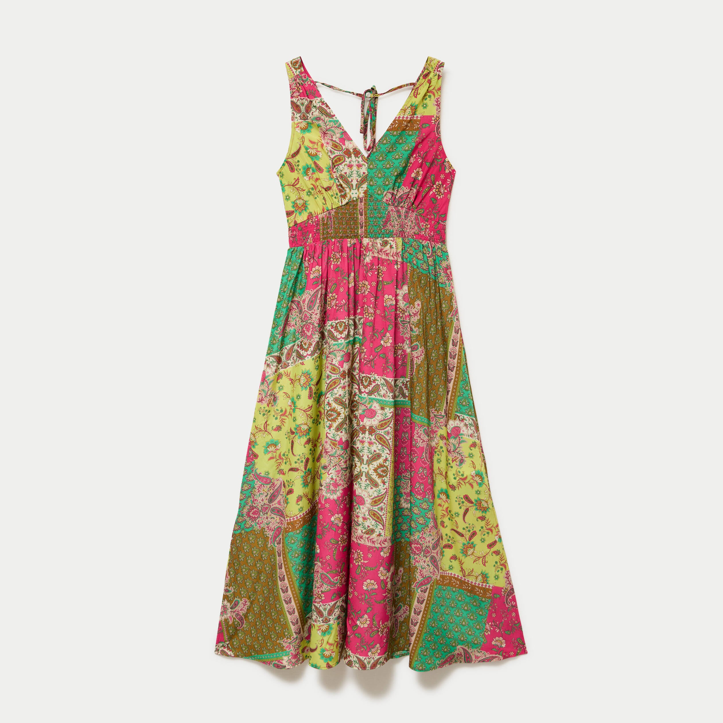 Robe longue &eacute;vas&eacute;e effet satin&eacute;e vert femme