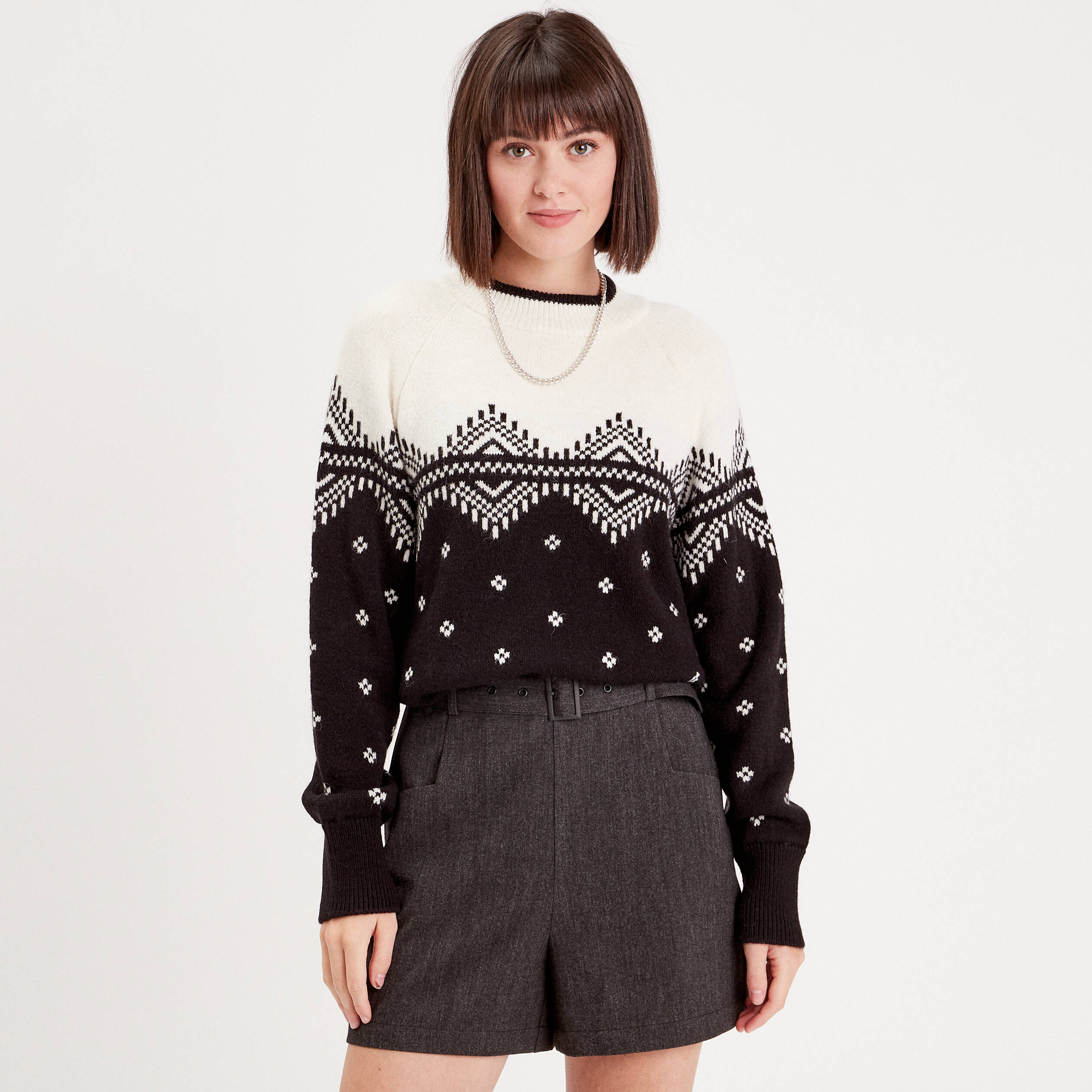 pull manches longues col rond noir femme Pull manches longues col rond noir femme