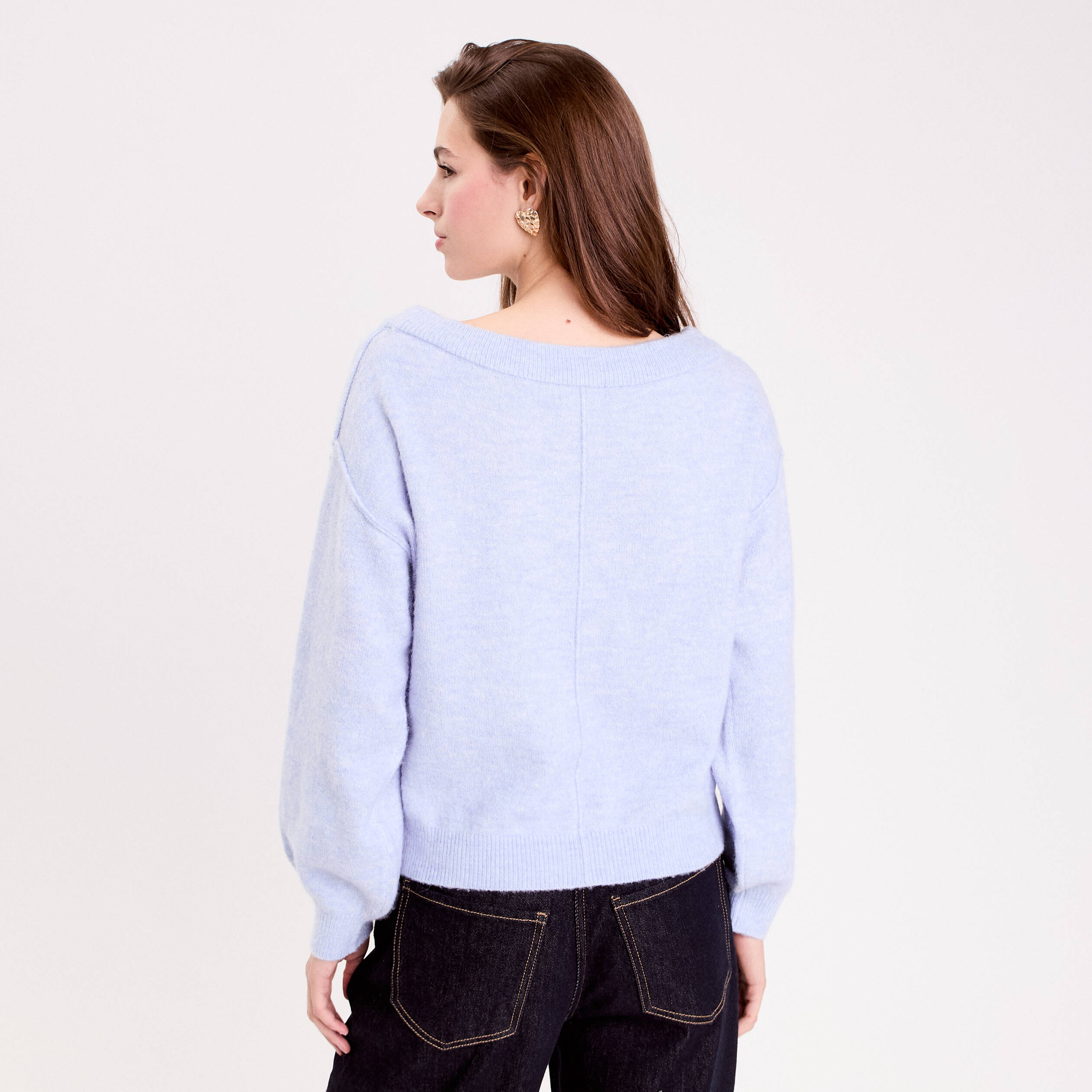 Pull Femme 100% Cachemire – Col V, Manches Longues, Violet – A Love Movement Taille S, Neuf Avec étiquettes
