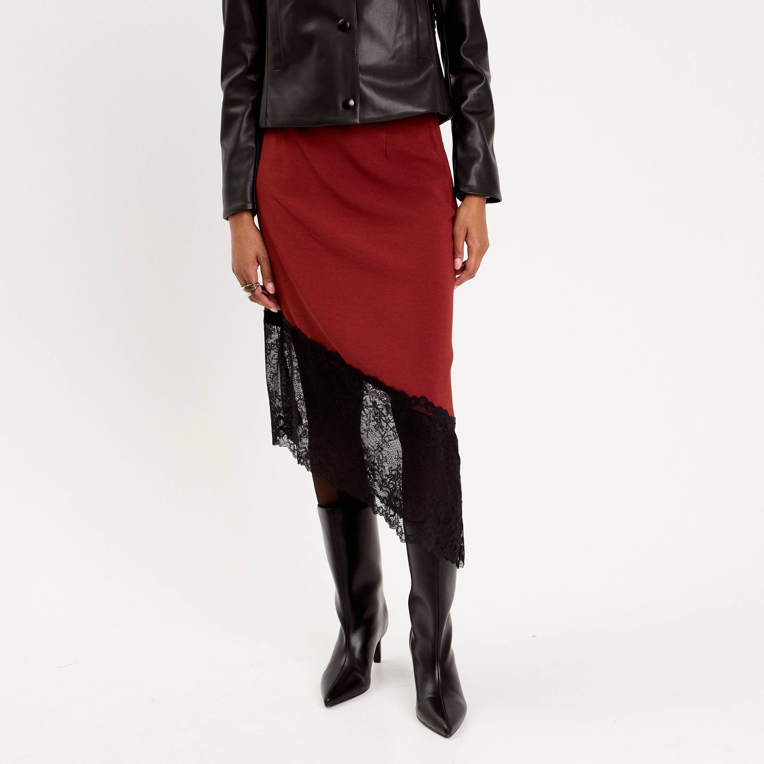 Jupe Satin Jupes Femmes Grandes Tailles Jupe Midi En Satin Rouge