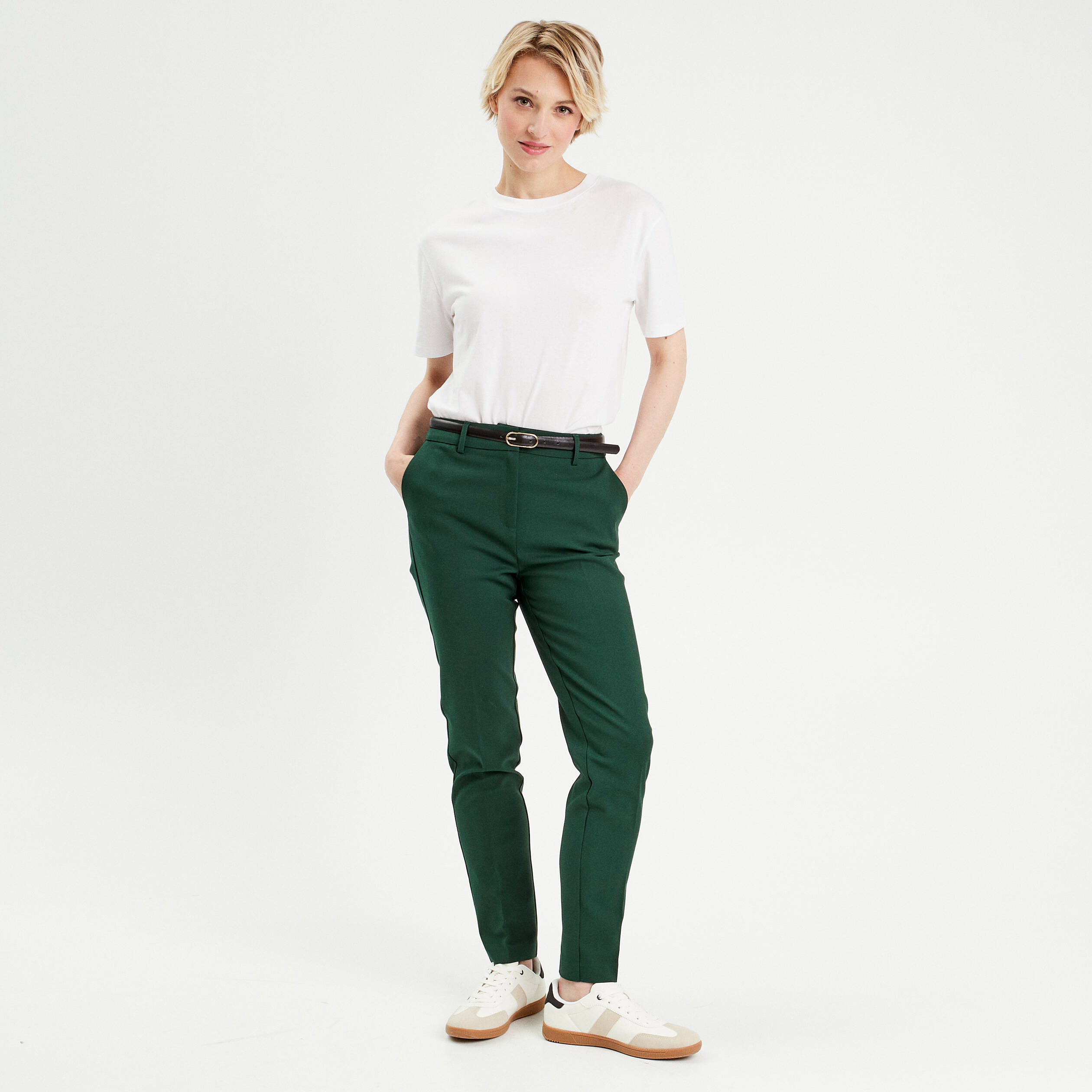Pantalon vert foncé femme new arrivals