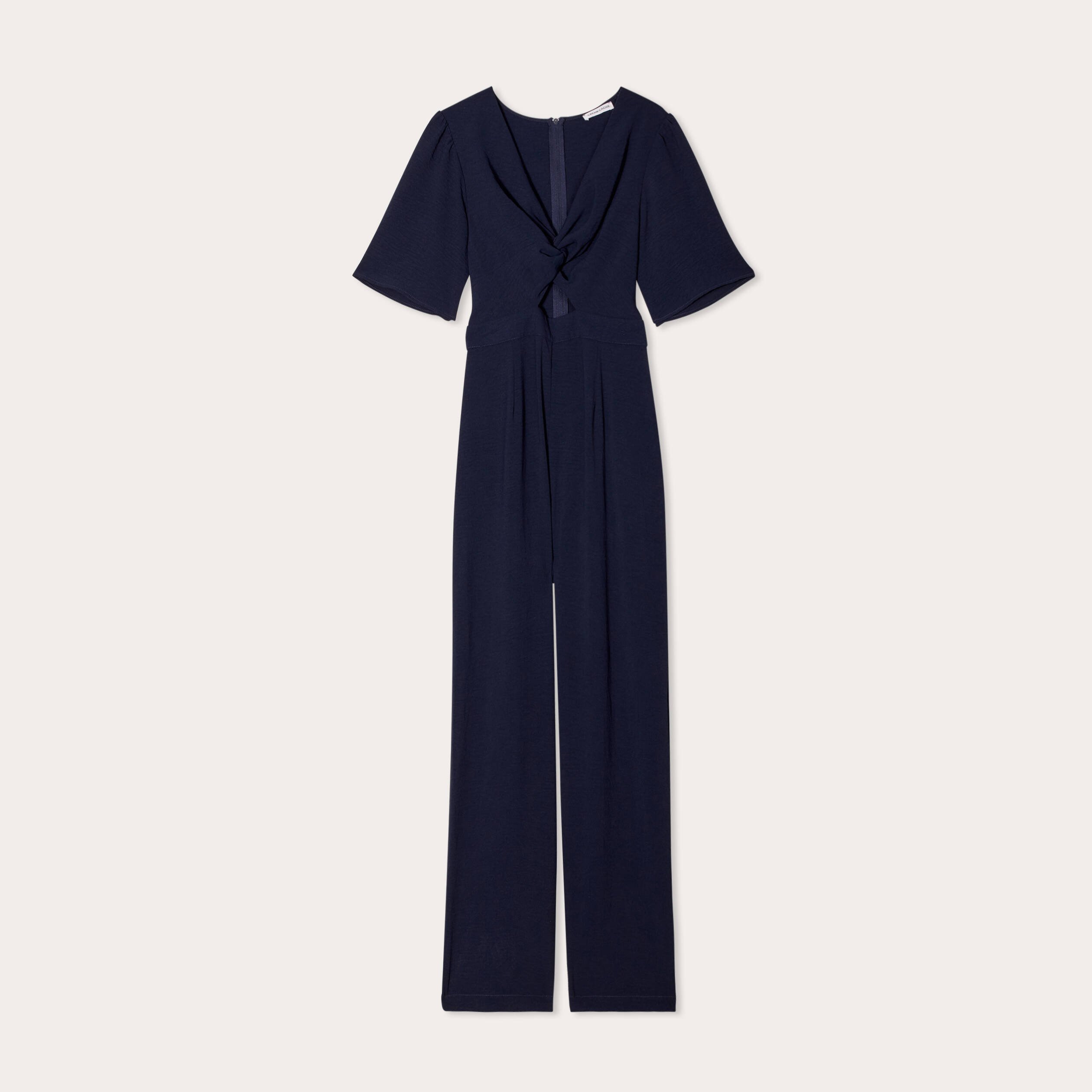 Combinaison pantalon nouée bleu marine femme