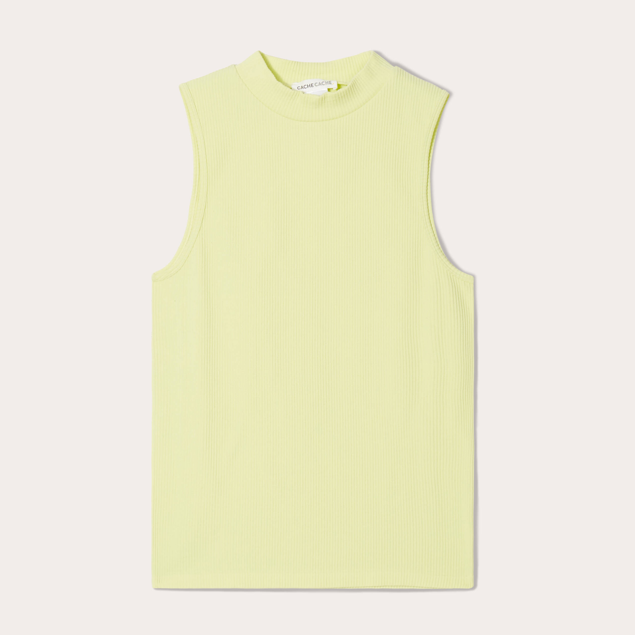 D&eacute;bardeur court col montant jaune fluo femme
