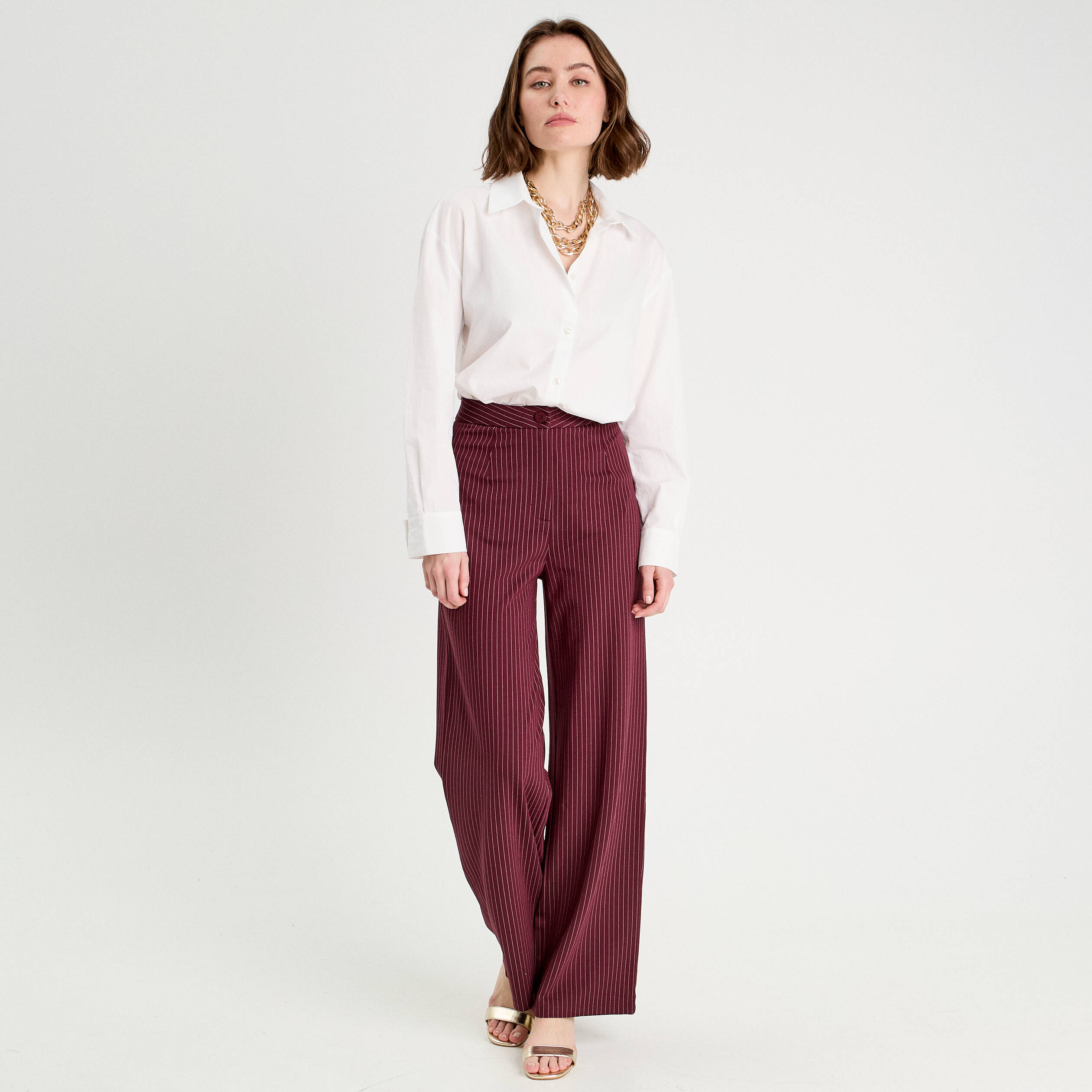 pantalon jambe large bordeaux femme Pantalon jambe large bordeaux femme