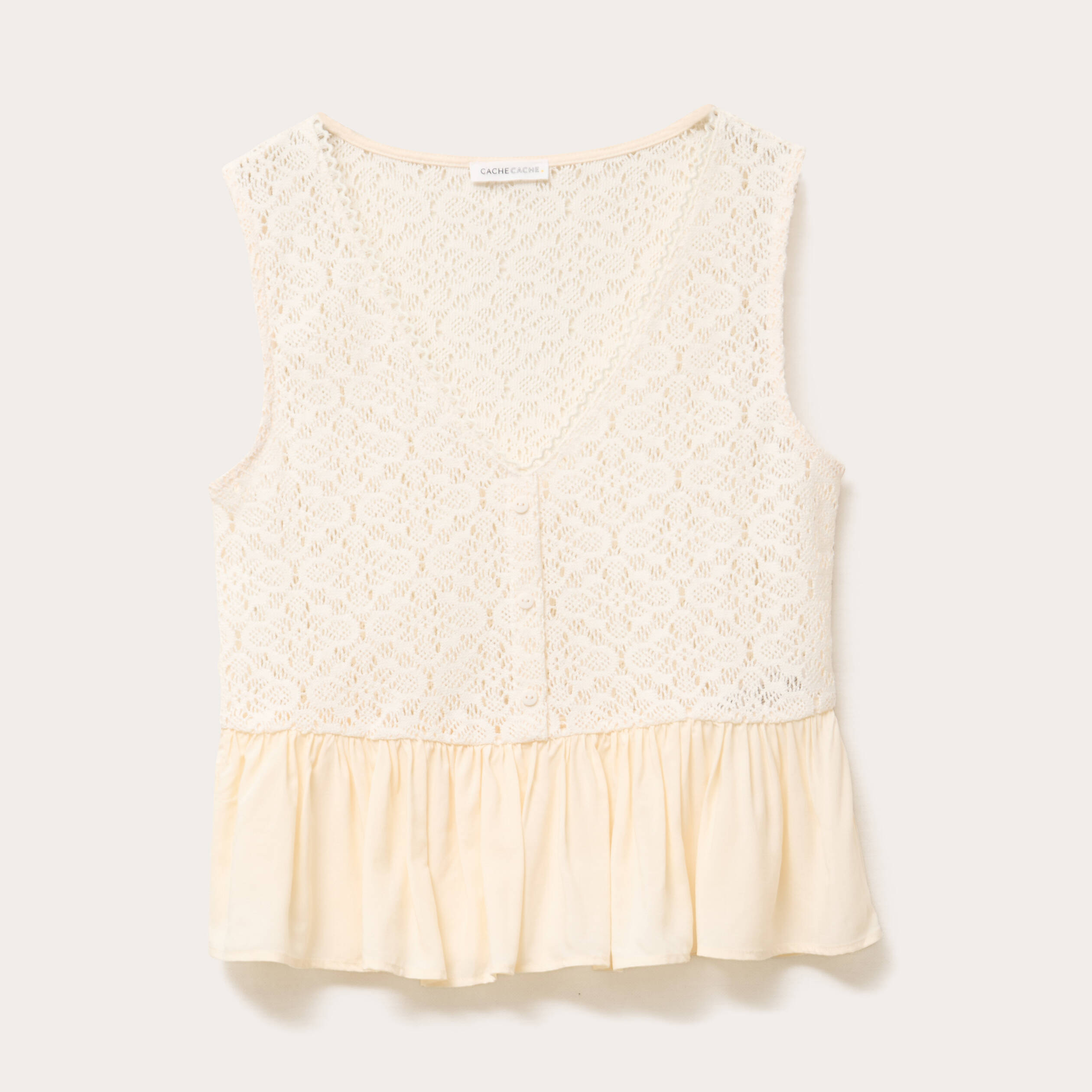 blouse sans manches dentelle ecru femme Blouse sans manches dentelle ecru femme