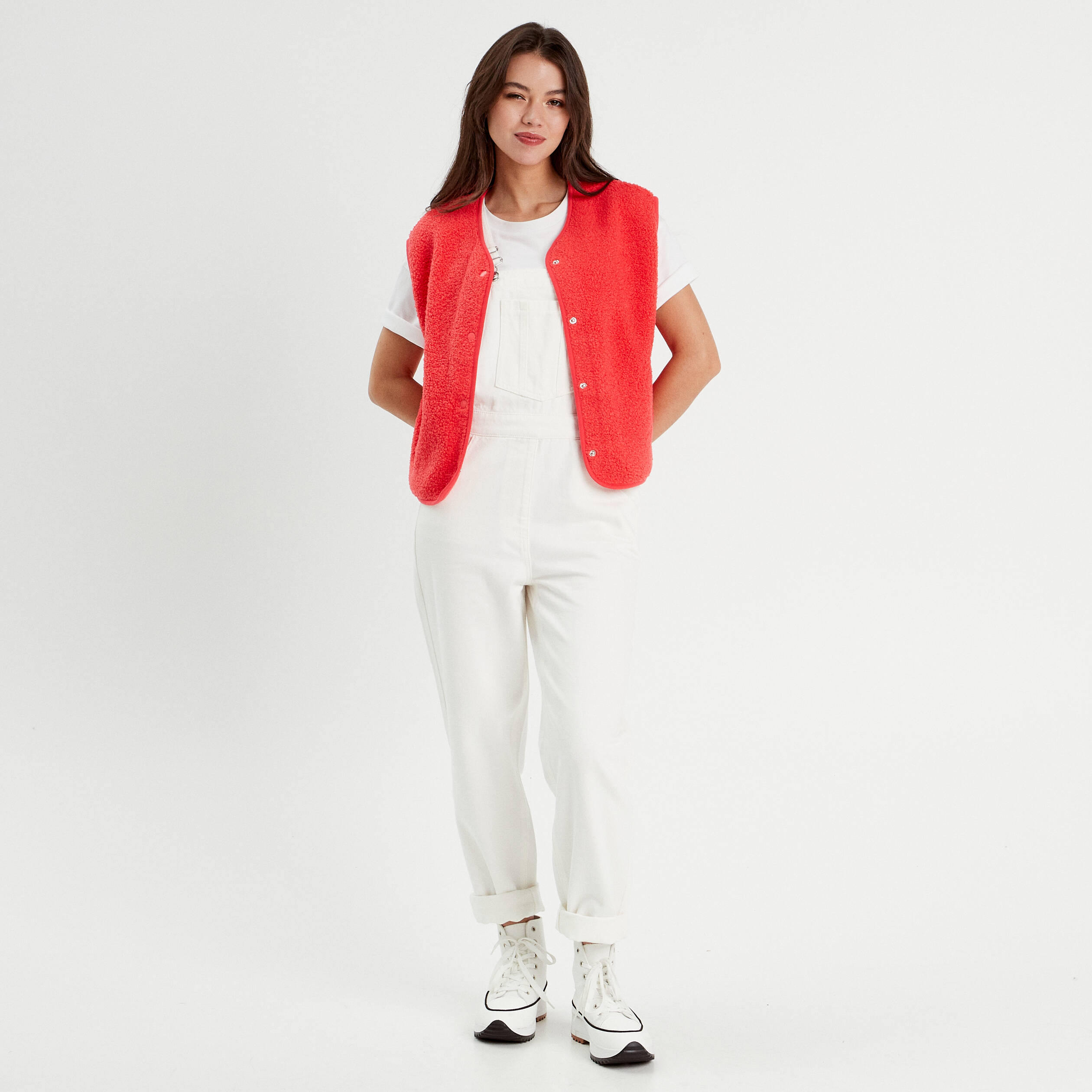 salopette droite en jean ecru femme Salopette droite en jean ecru femme