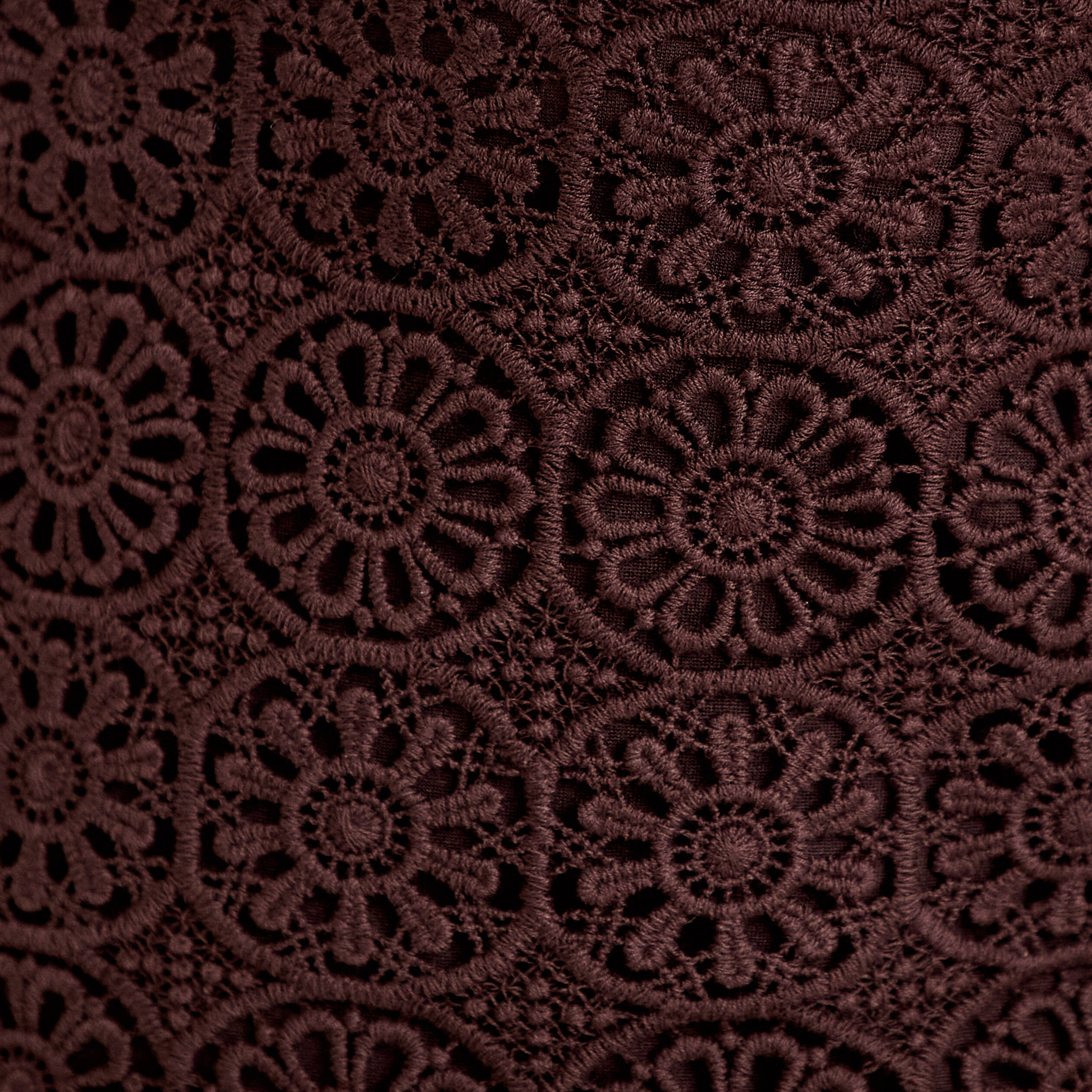 D&eacute;bardeur d&eacute;collet&eacute; aspect dentelle marron fonc&eacute; femme