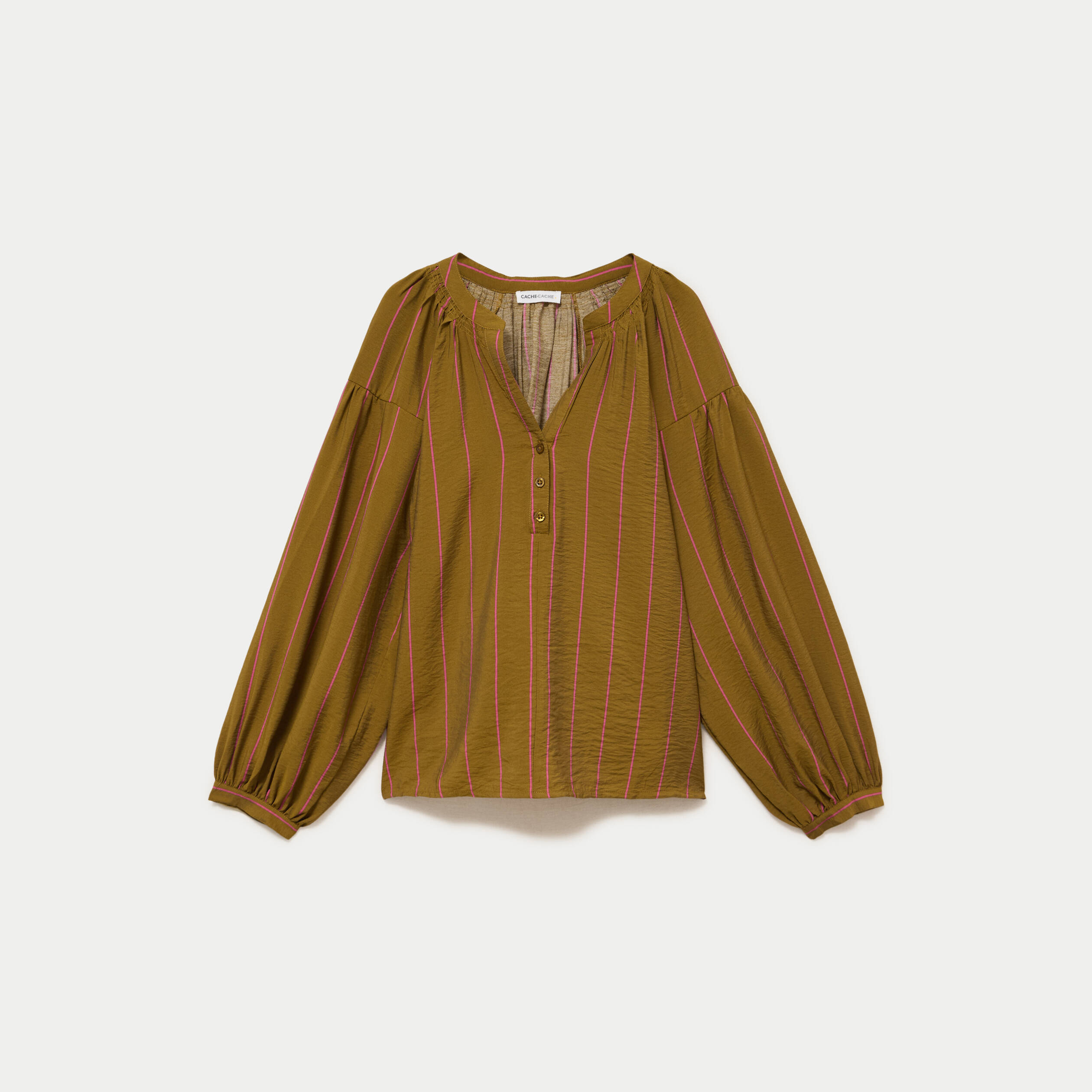 Blouse ample col v rose femme