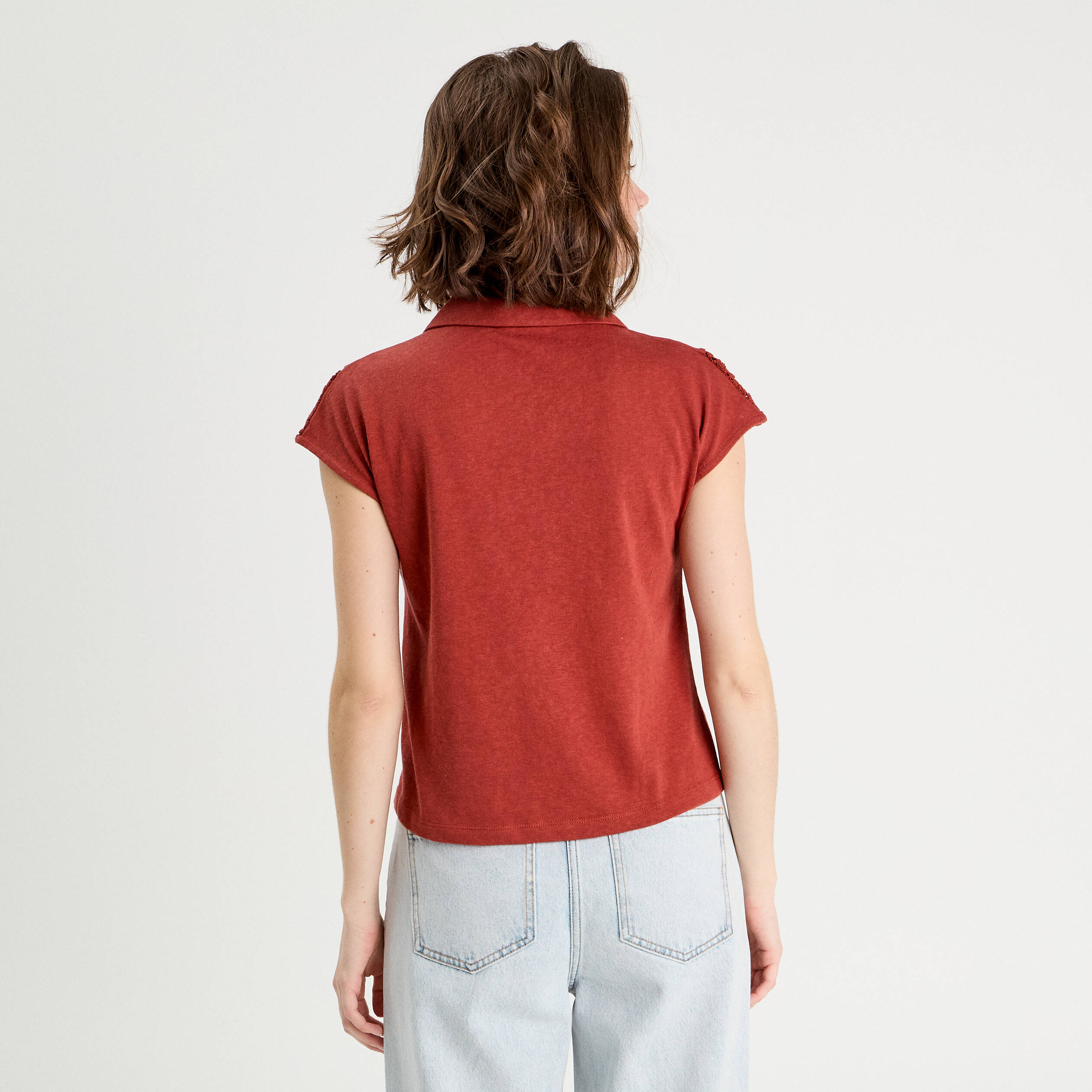 polo manches courtes marron cognac femme Polo manches courtes marron cognac femme