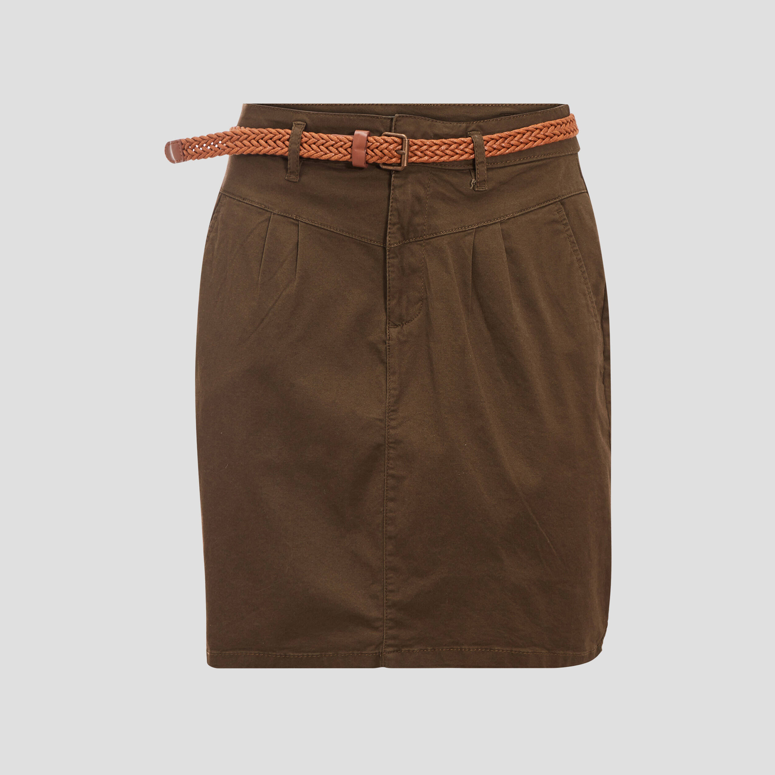jupe chino ceinturee vert kaki femme Jupe chino ceinturée vert kaki femme