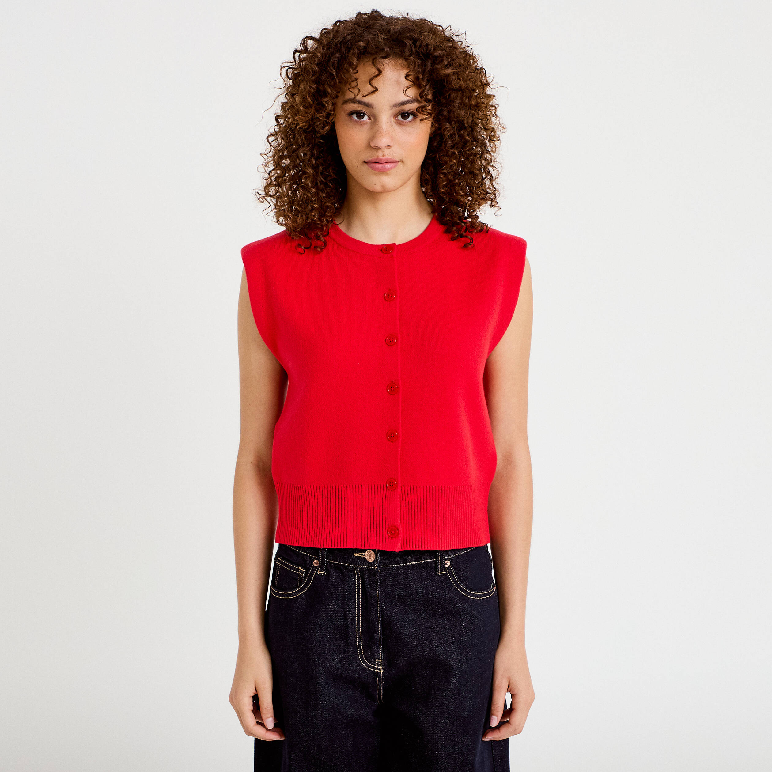 Gilet sans manches rouge femme