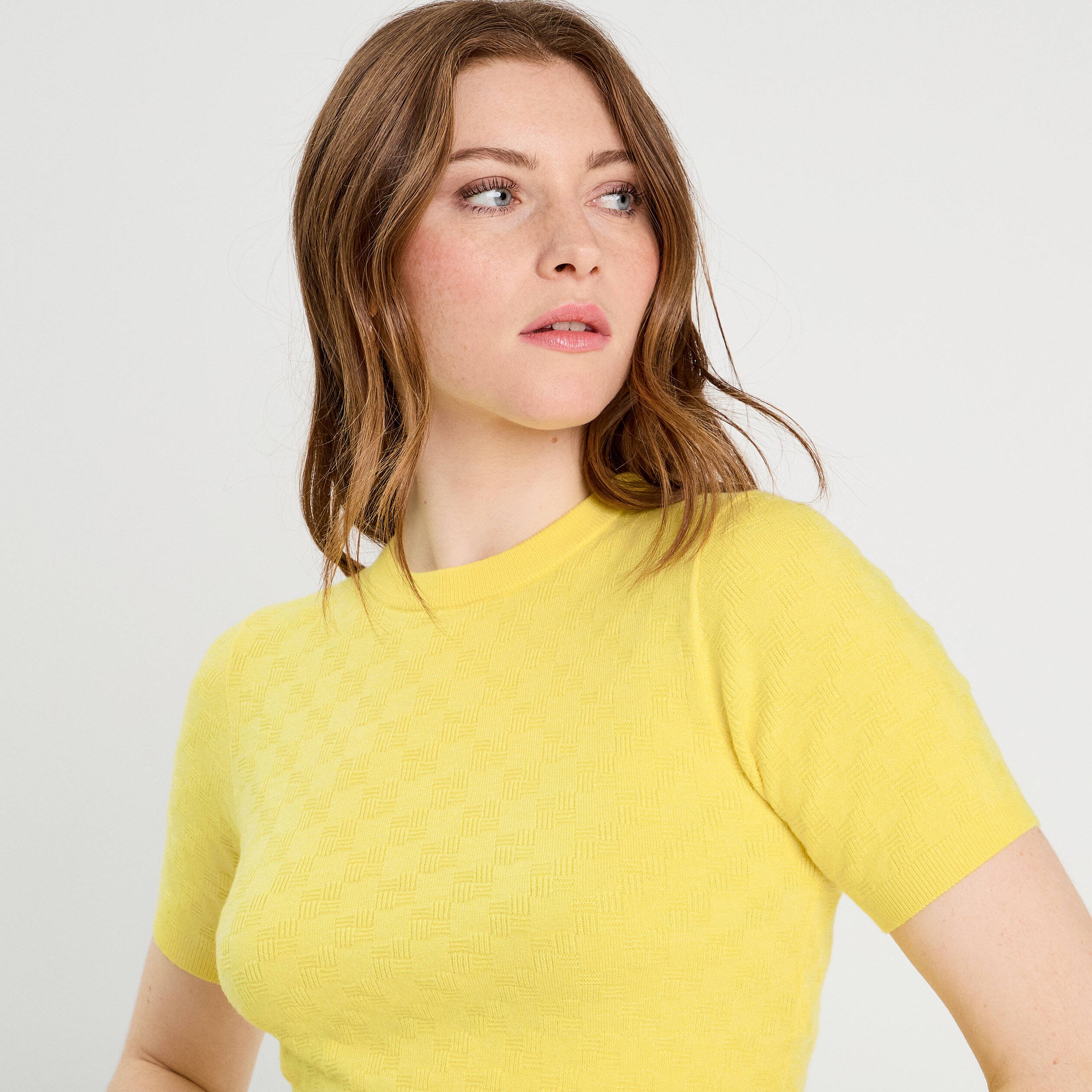 Pull Manches Pull Femme Couleur Moutarde Pull Manches Courtes